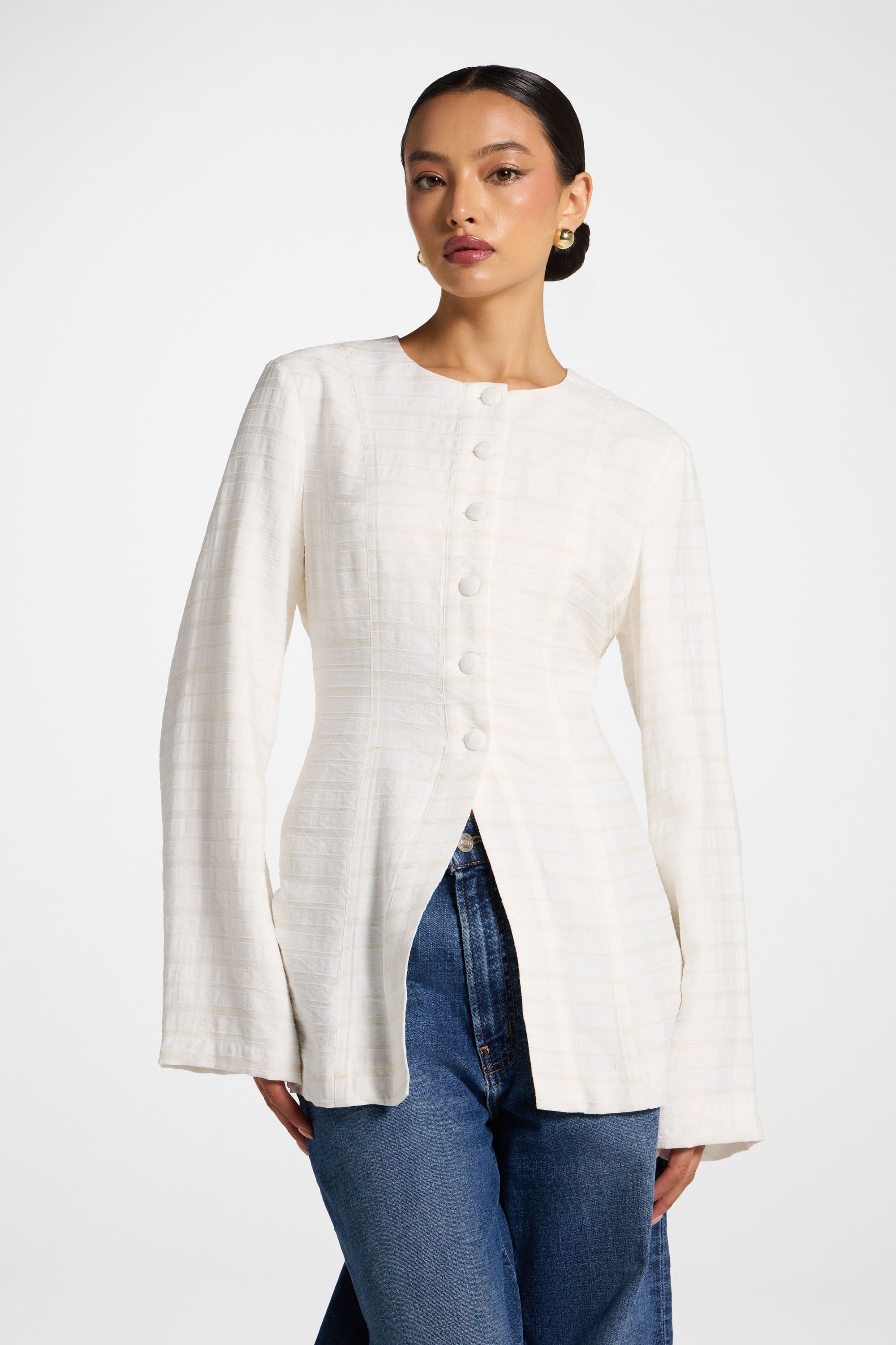 Alice Haut à Lacets au Dos - Naturel Abayas Modeen