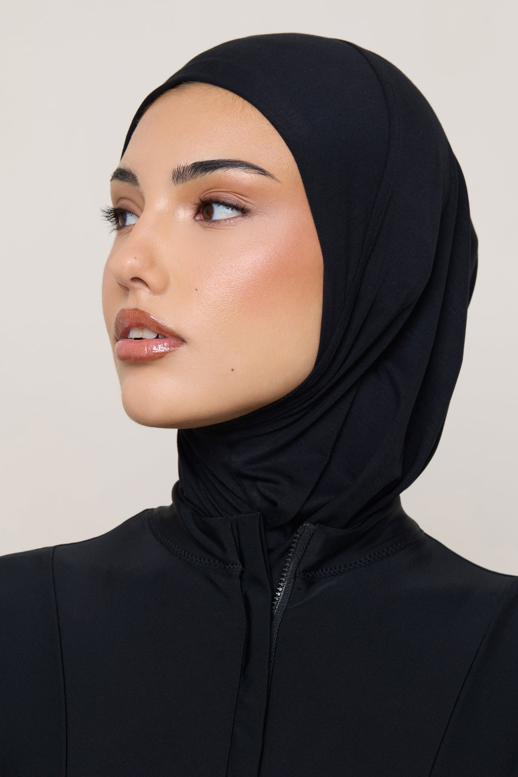 Amira Hijab Instantané en Jersey de Bambou - Noir Hijabs Modeen