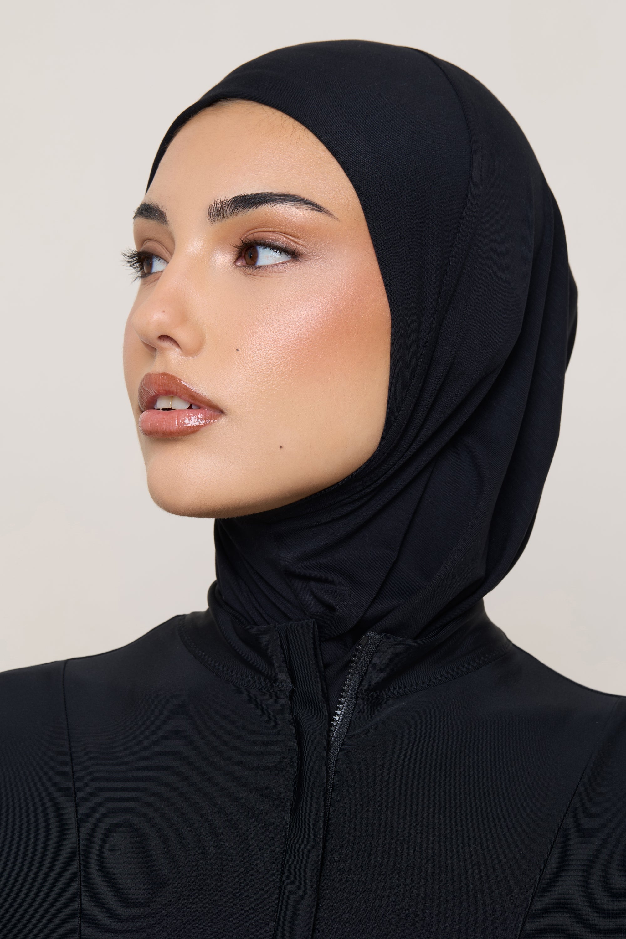 Amira Hijab Instantané en Jersey de Bambou - Noir Hijabs Modeen