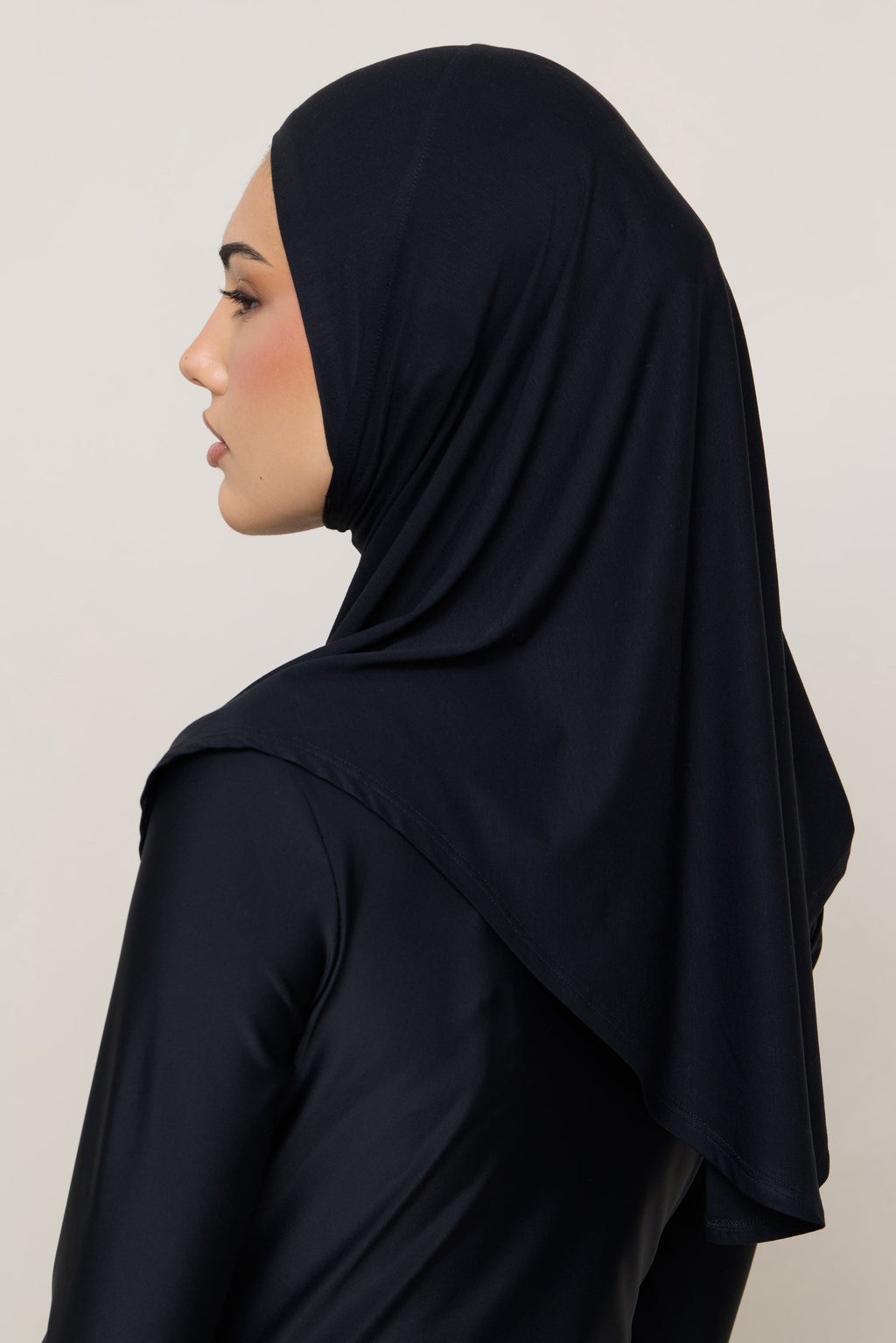 Amira Hijab Instantané en Jersey de Bambou - Noir Hijabs Modeen