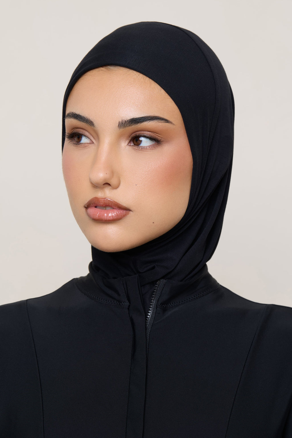 Amira Hijab Instantané en Jersey de Bambou - Noir Hijabs Modeen