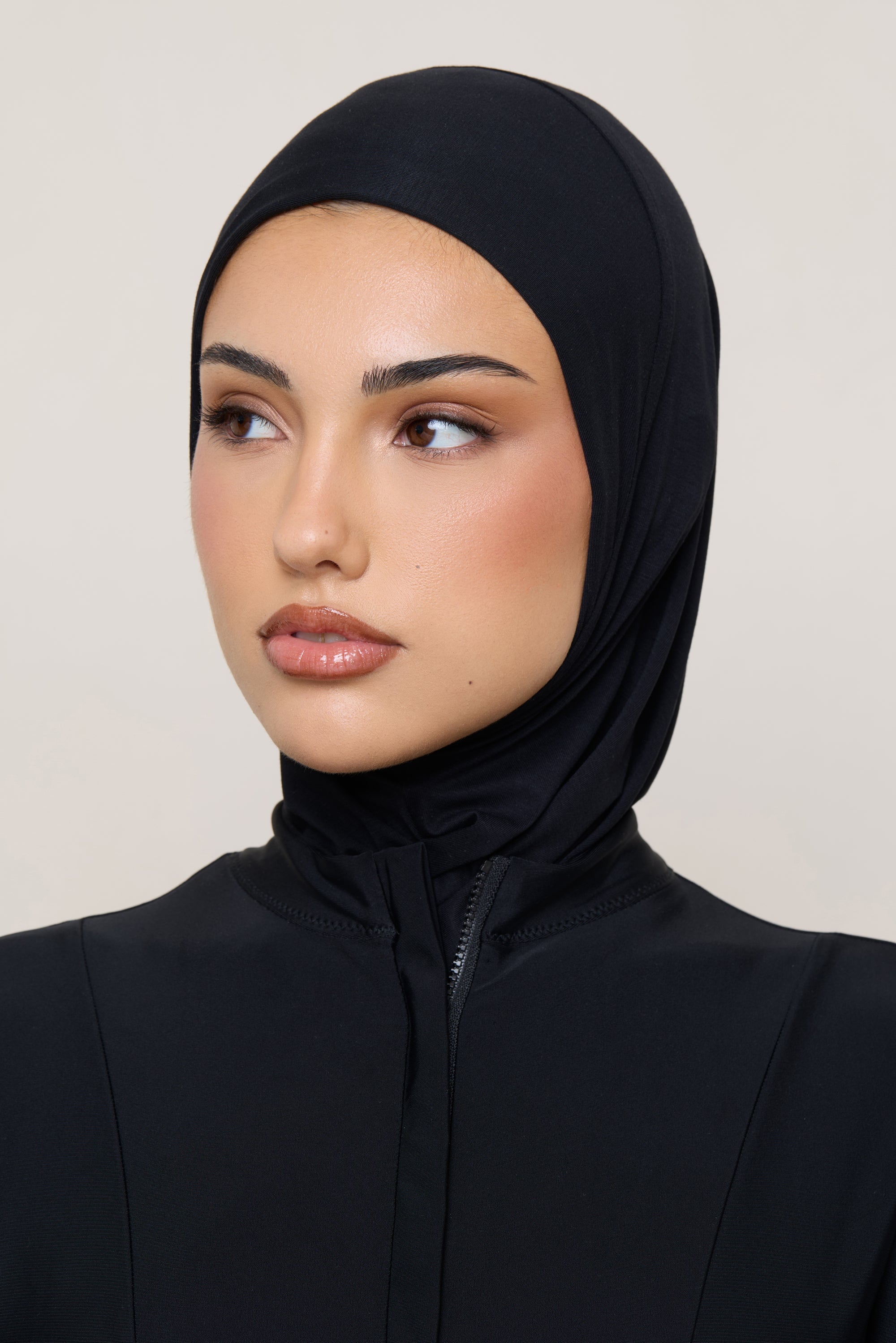 Amira Hijab Instantané en Jersey de Bambou - Noir Hijabs Modeen