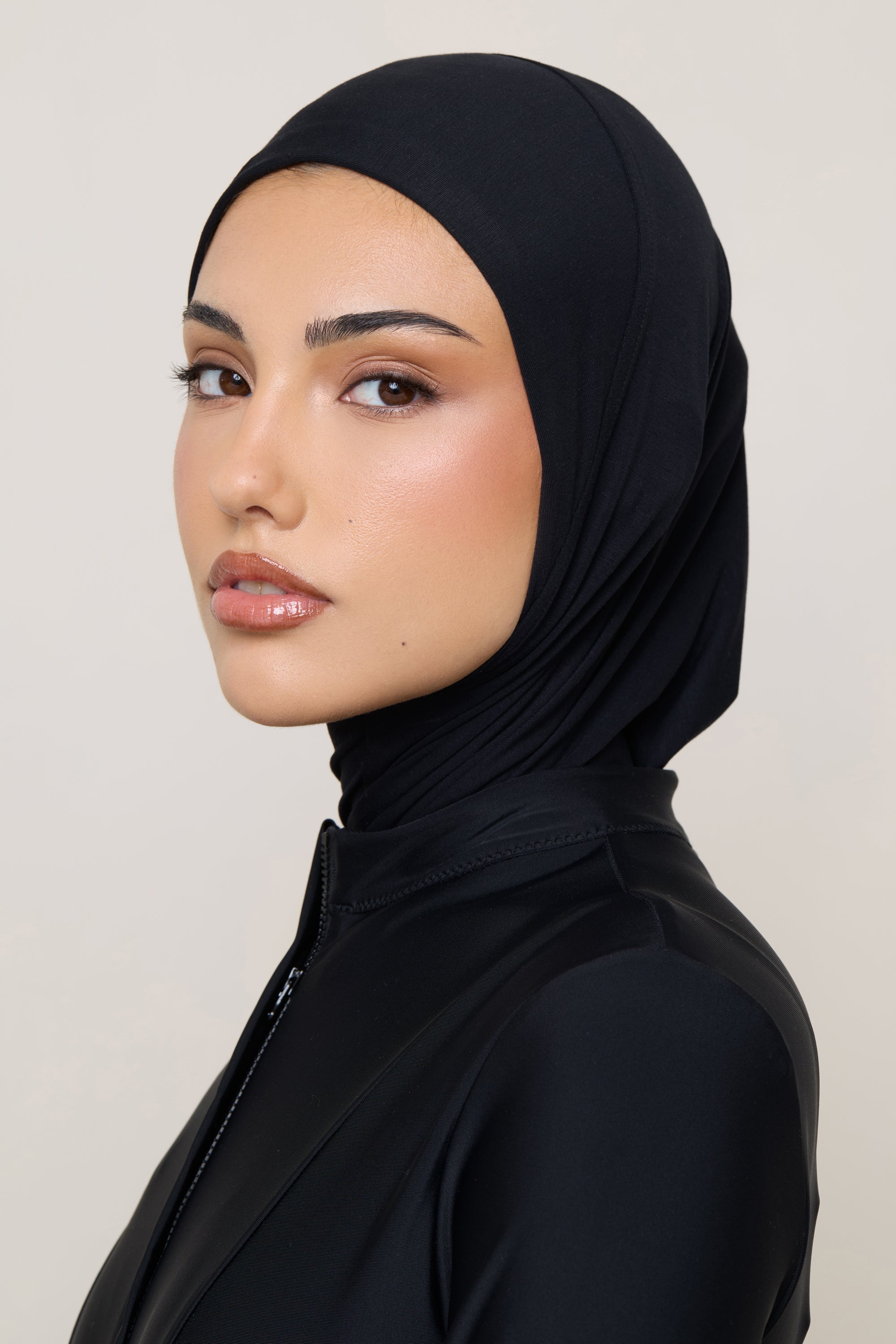 Amira Hijab Instantané en Jersey de Bambou - Noir Hijabs Modeen