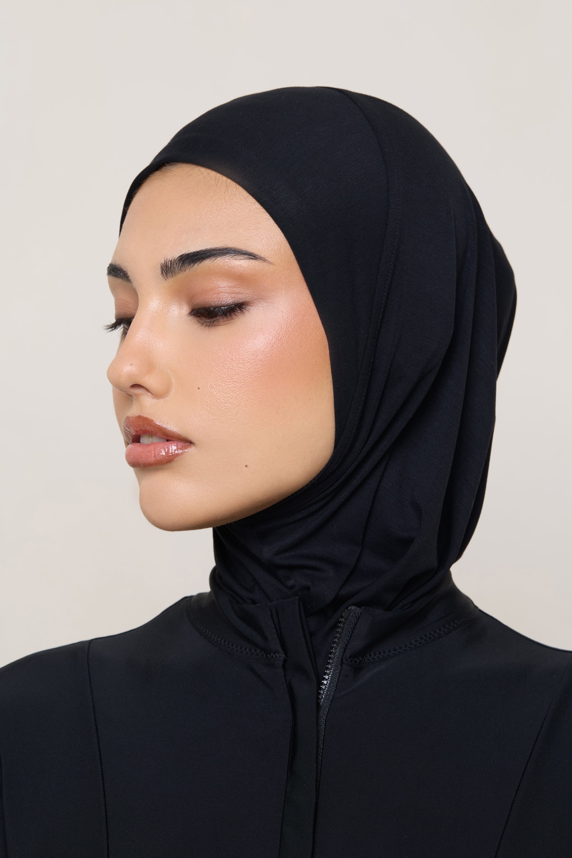 Amira Hijab Instantané en Jersey de Bambou - Noir Hijabs Modeen