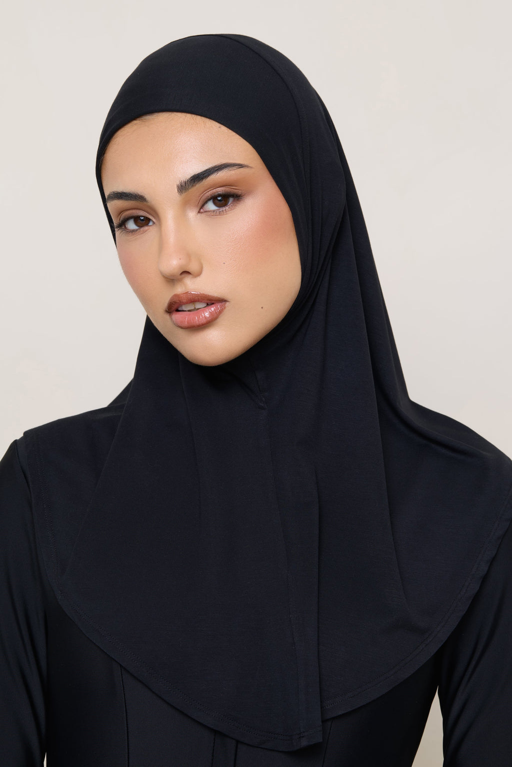 Amira Hijab Instantané en Jersey de Bambou - Noir Hijabs Modeen