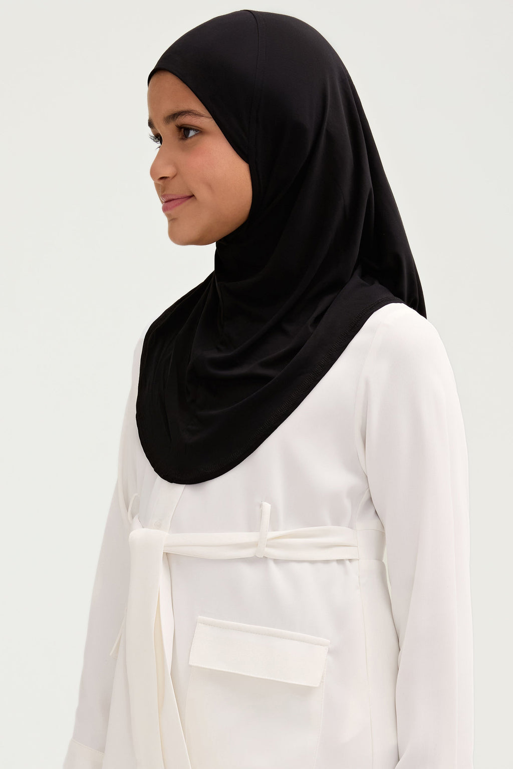 Amira Hijab Instantané en Jersey de Bambou - Noir (Fille) Hijabs Modeen