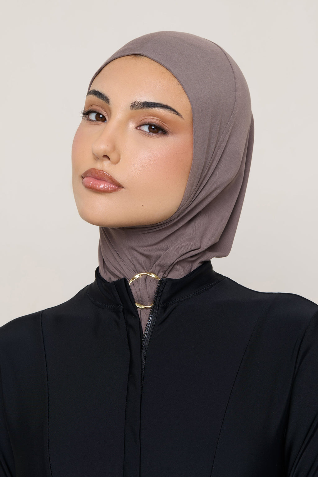 Amira Hijab Instantané en Jersey de Bambou - Taupe Profond Hijabs Modeen