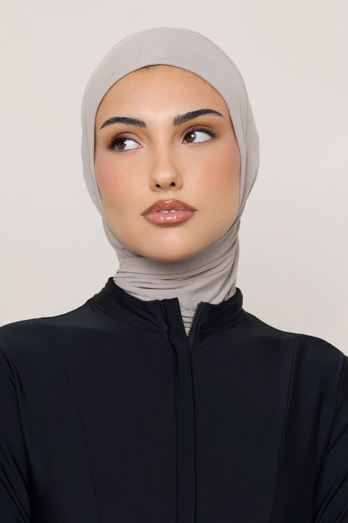 Amira Hijab Instantané en Jersey de Bambou - Vison Hijabs Modeen