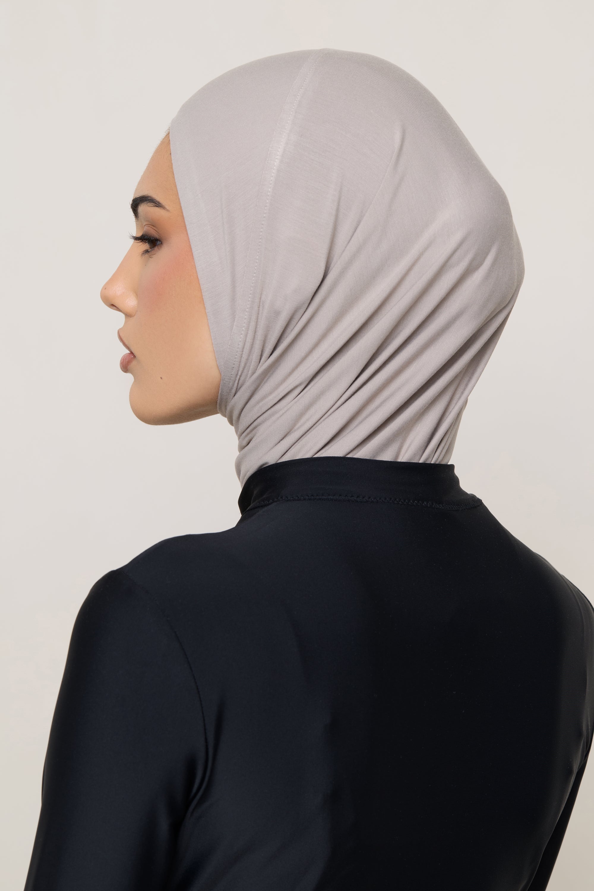 Amira Hijab Instantané en Jersey de Bambou - Vison Hijabs Modeen