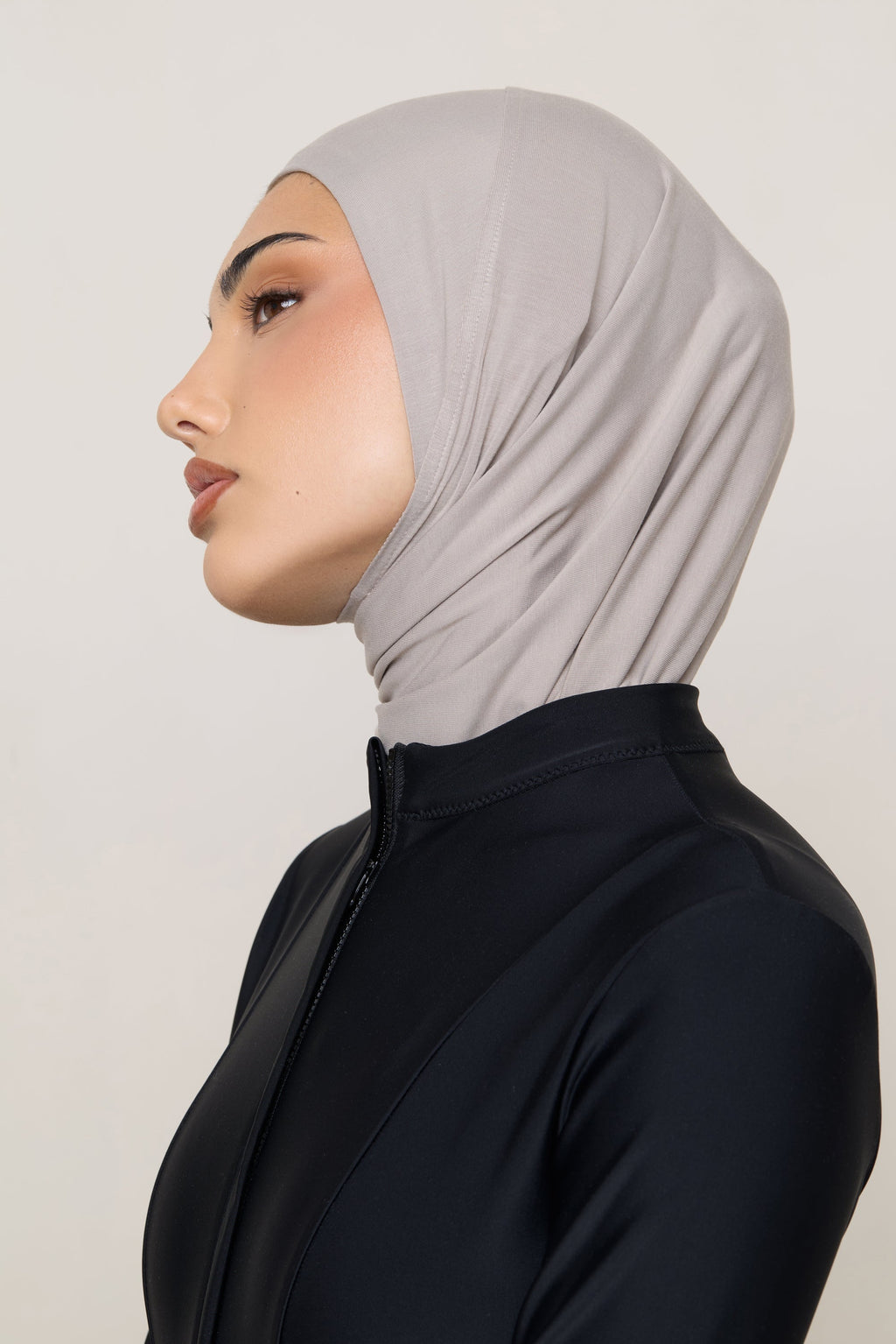 Amira Hijab Instantané en Jersey de Bambou - Vison Hijabs Modeen