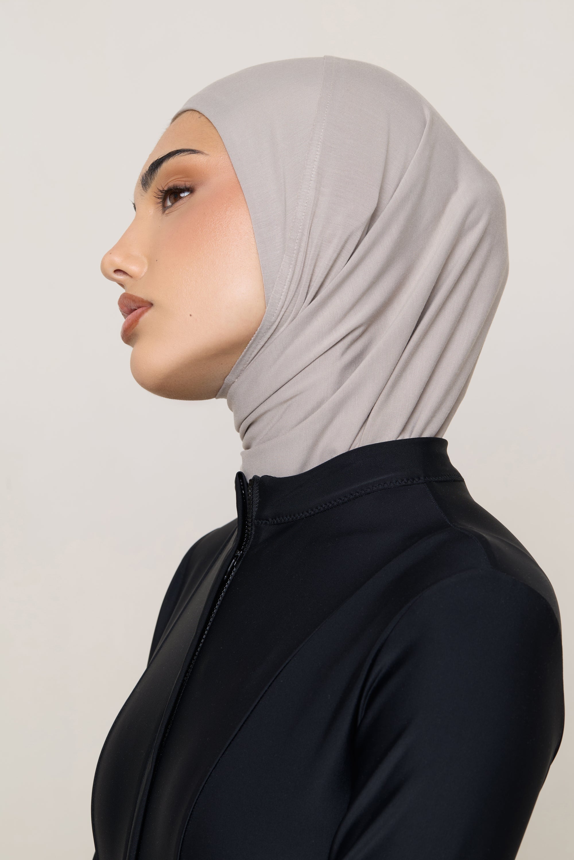 Amira Hijab Instantané en Jersey de Bambou - Vison Hijabs Modeen