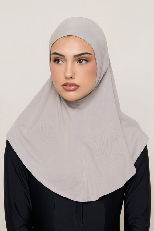 Amira Hijab Instantané en Jersey de Bambou - Vison Hijabs Modeen