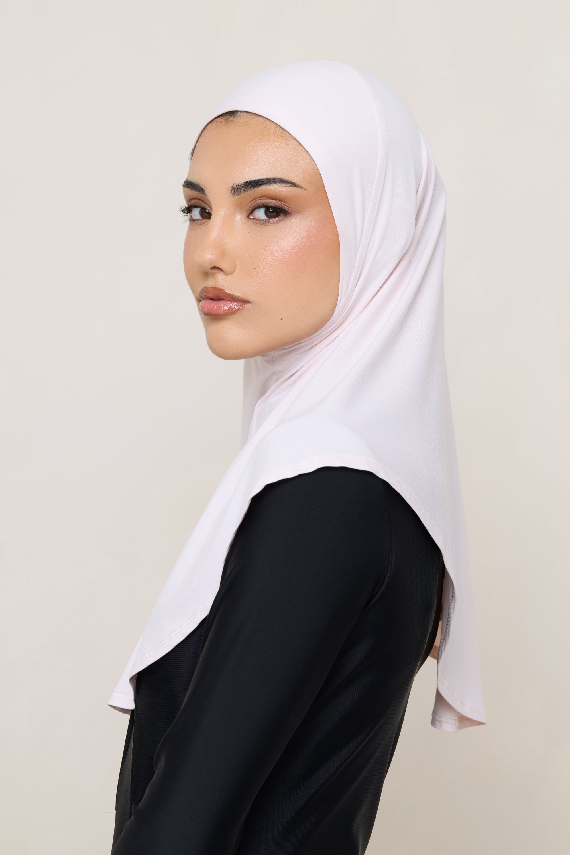 Amira Hijab Instantané en Jersey de Bambou - Rose Pétale Hijabs Modeen
