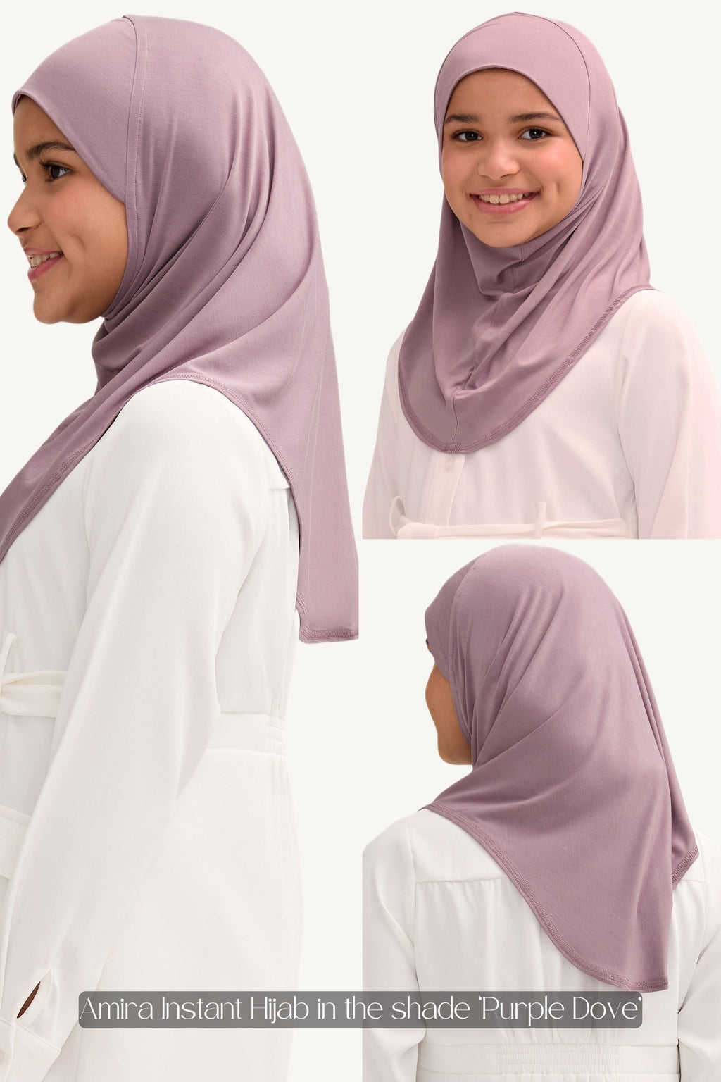 Amira Hijab Instantané en Jersey de Bambou - Rose Pétale (Fille) Hijabs Modeen