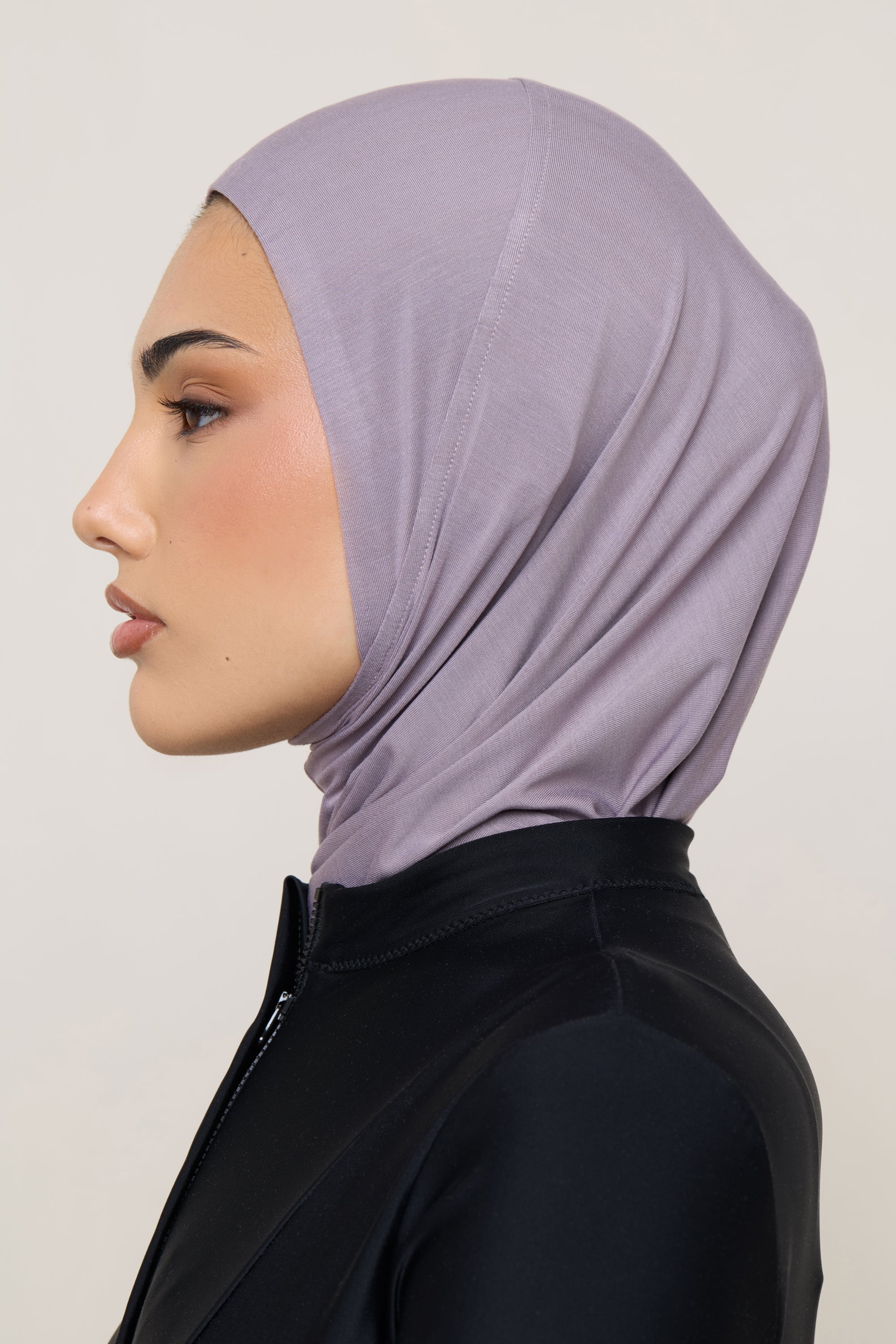 Amira Hijab Instantané en Jersey de Bambou - Mauve Colombe Hijabs Modeen
