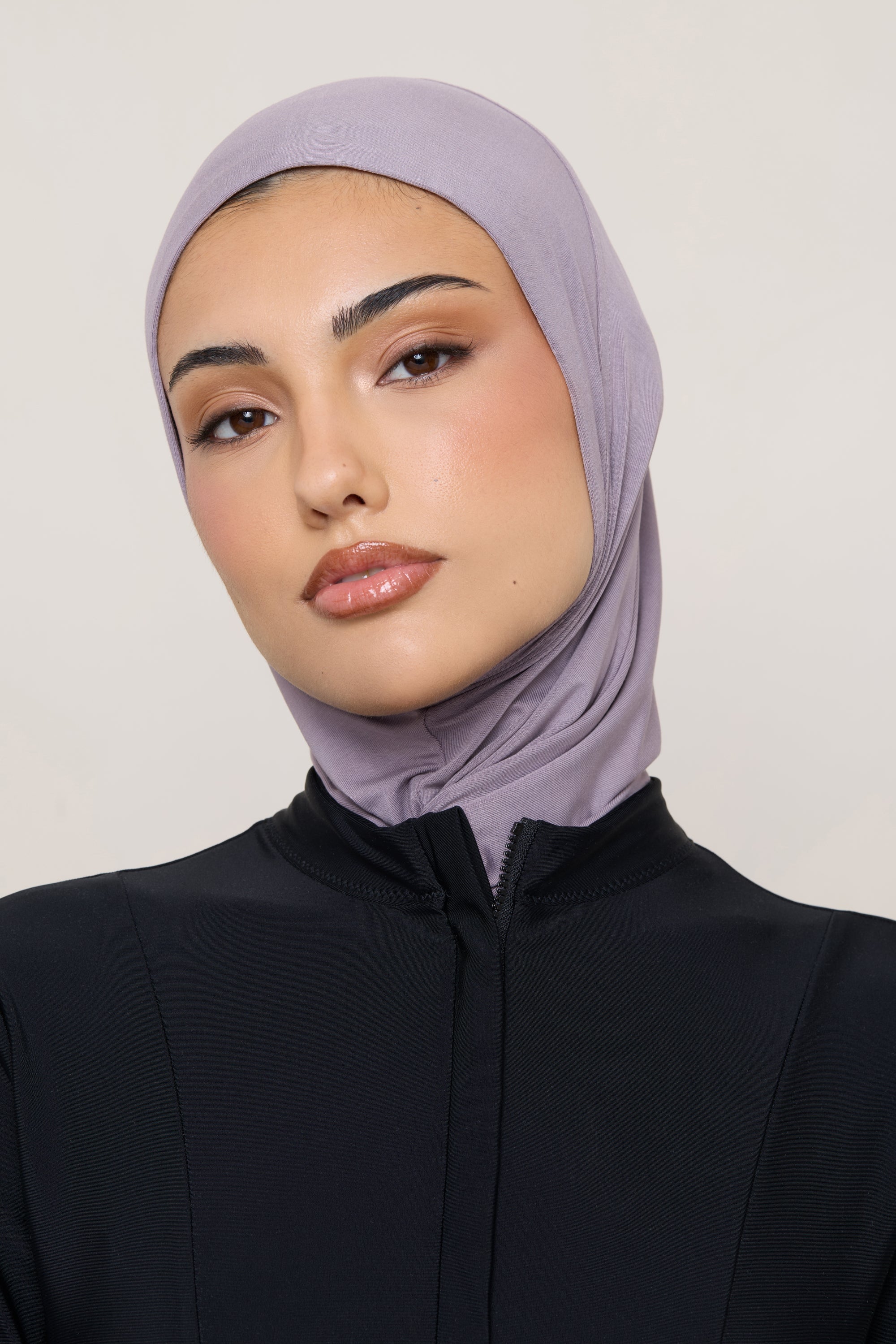 Amira Hijab Instantané en Jersey de Bambou - Mauve Colombe Hijabs Modeen