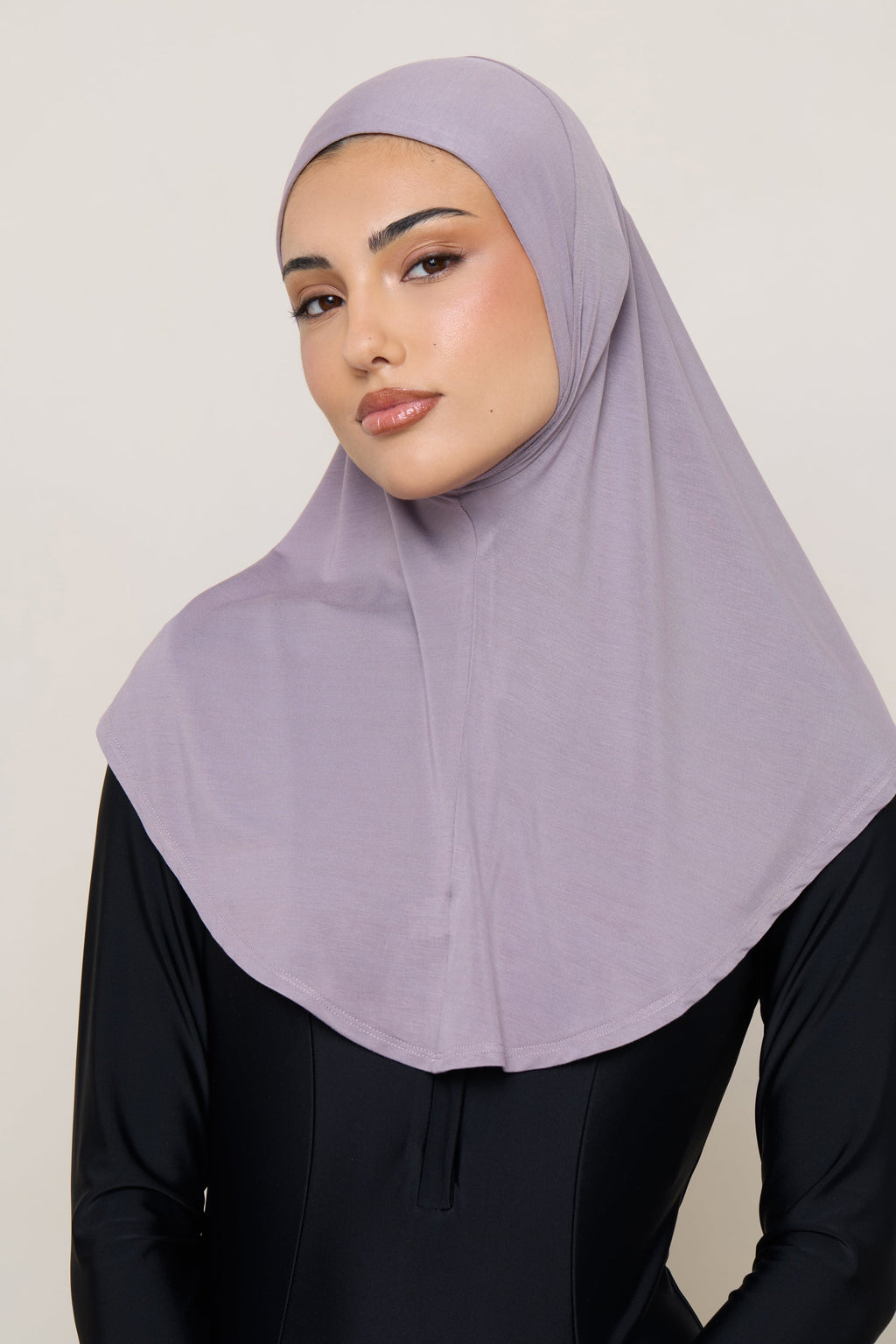 Amira Hijab Instantané en Jersey de Bambou - Mauve Colombe Hijabs Modeen