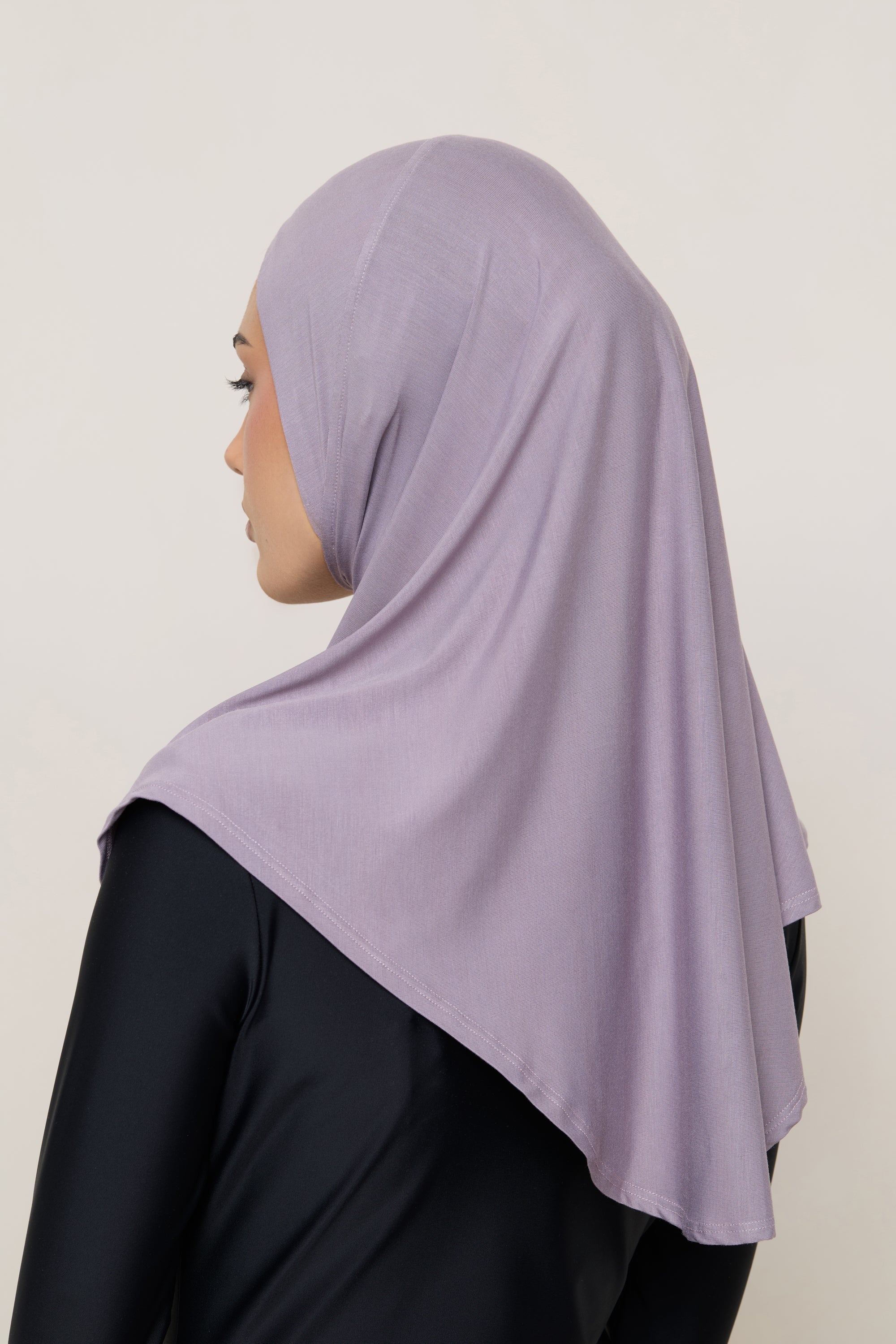 Amira Hijab Instantané en Jersey de Bambou - Mauve Colombe Hijabs Modeen