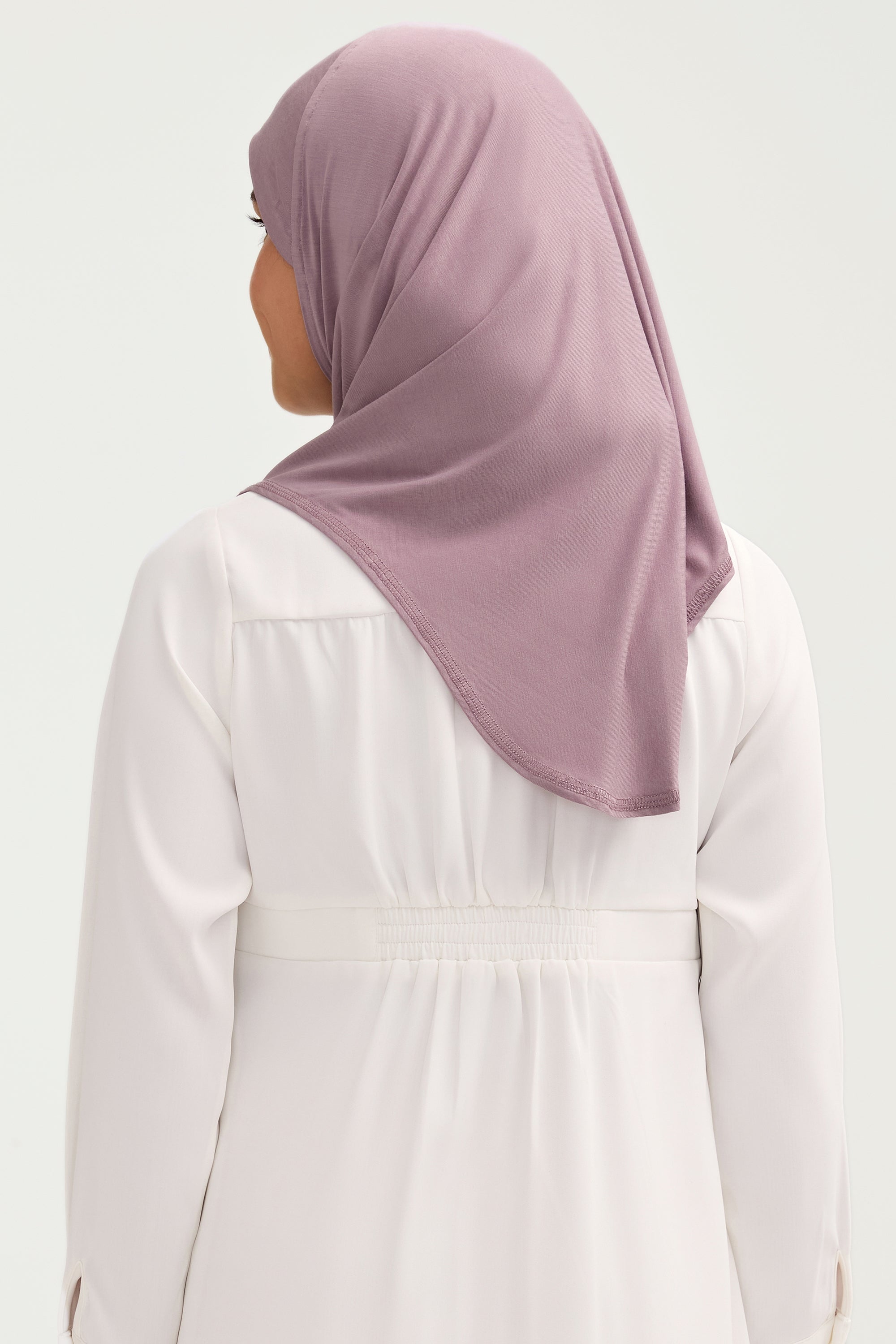 Amira Hijab Instantané en Jersey de Bambou - Mauve Colombe (Fille) Hijabs Modeen
