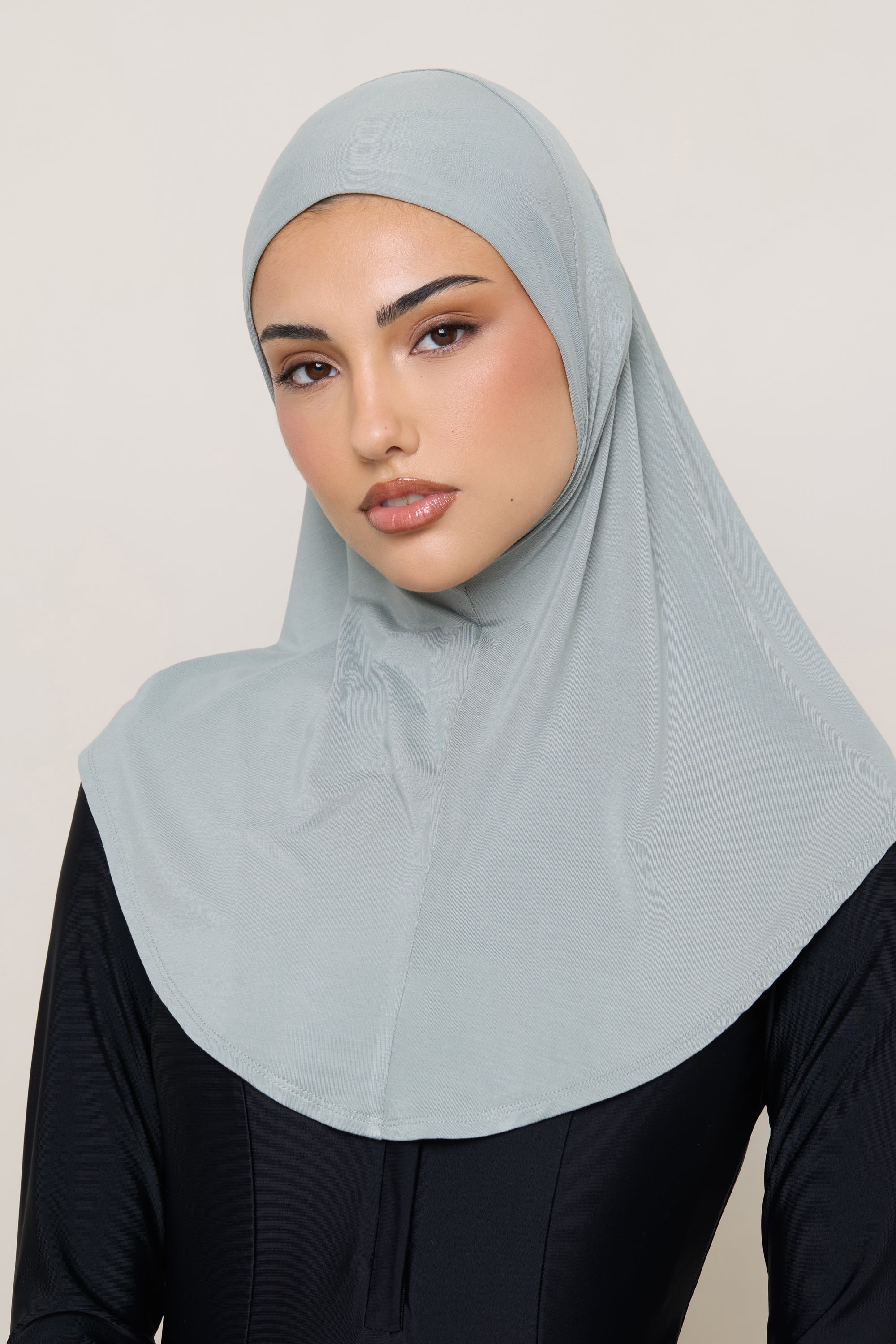 Amira Hijab Instantané en Jersey de Bambou - Sauge Hijabs Modeen