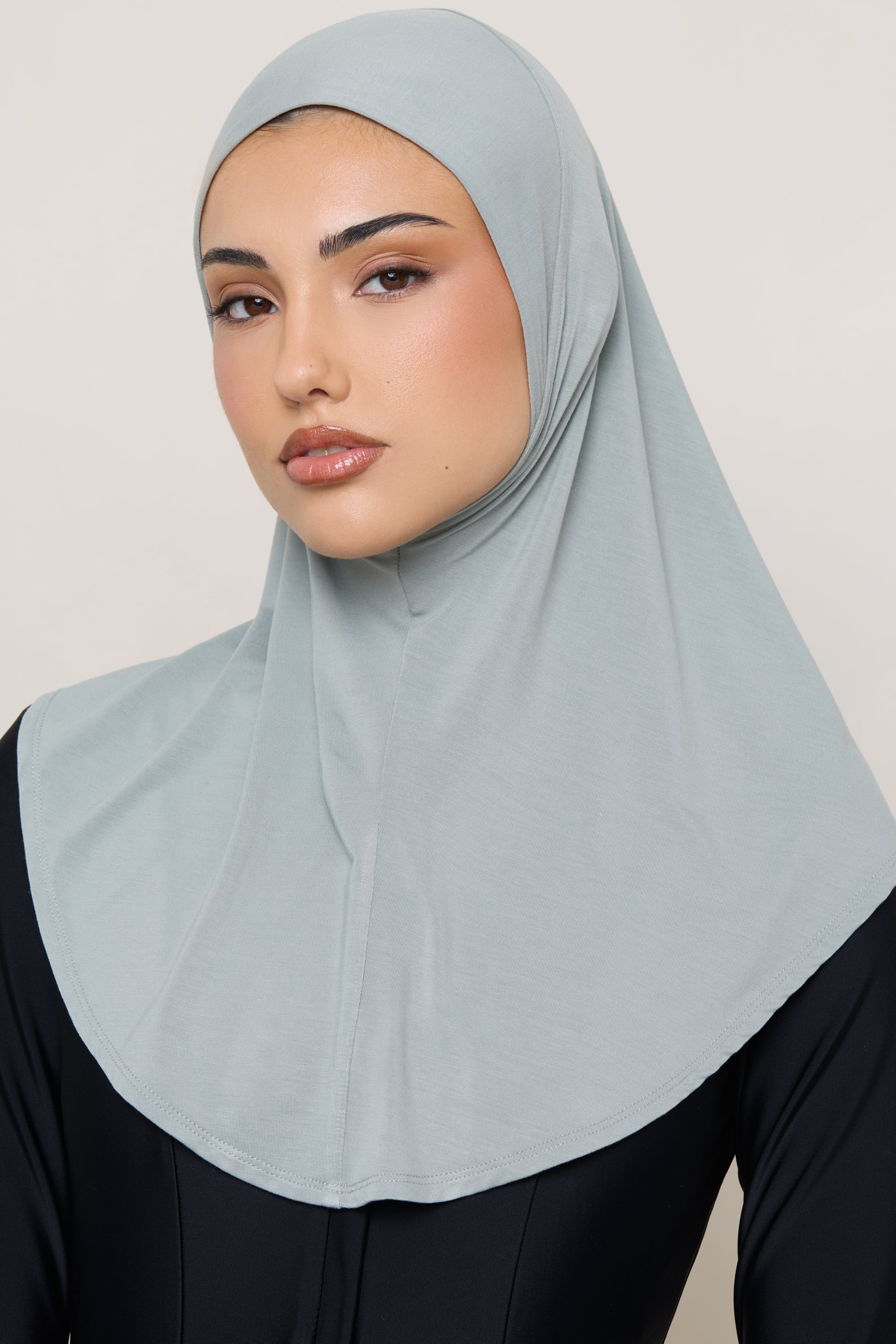 Amira Hijab Instantané en Jersey de Bambou - Sauge Hijabs Modeen
