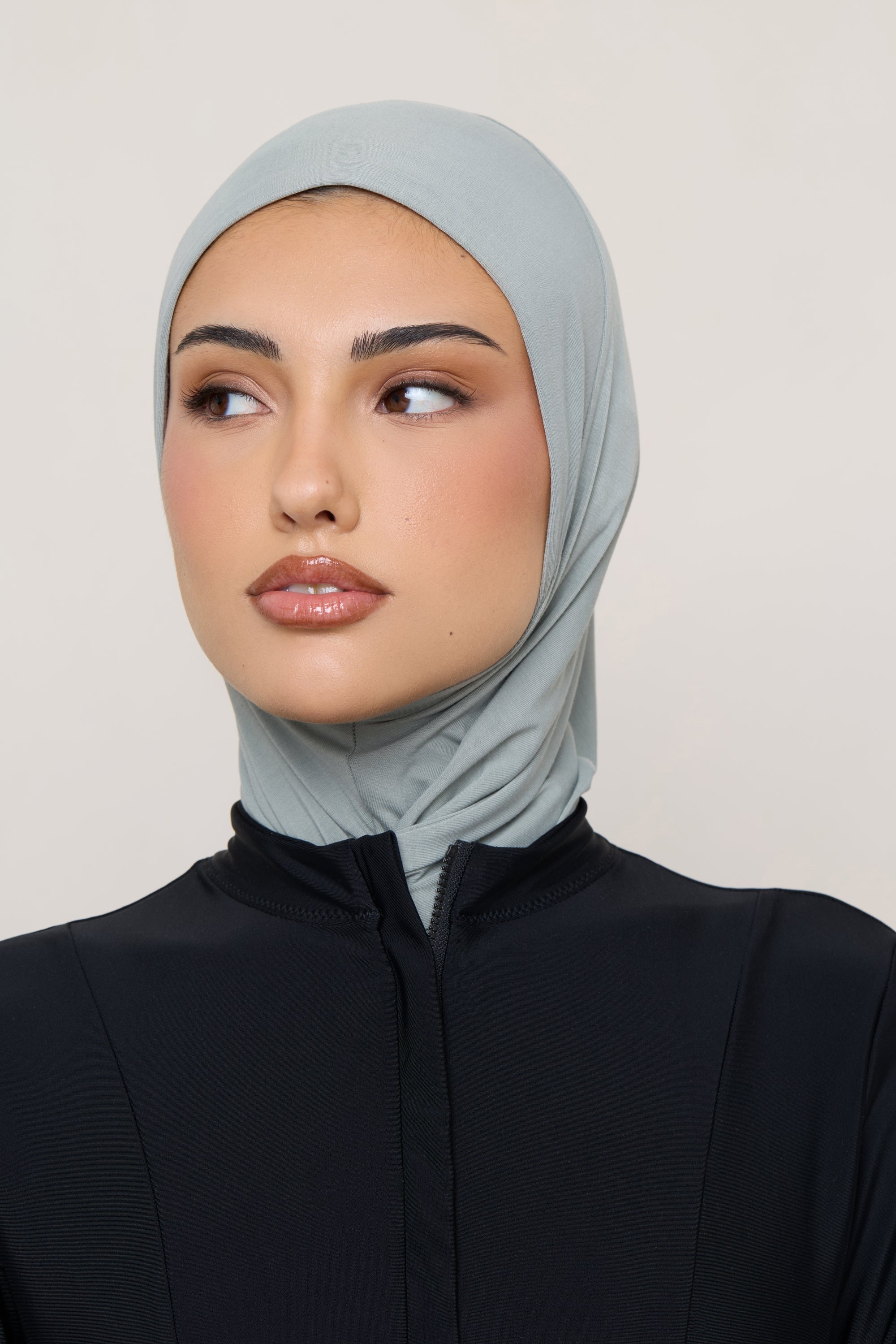 Amira Hijab Instantané en Jersey de Bambou - Sauge Hijabs Modeen