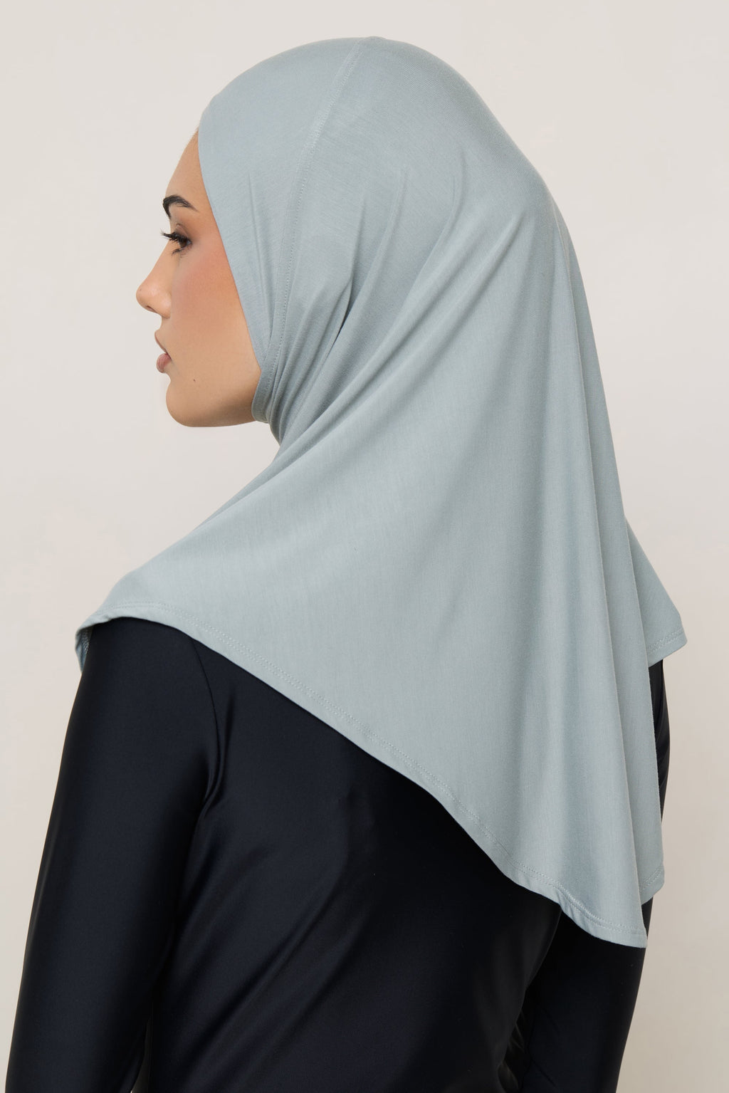 Amira Hijab Instantané en Jersey de Bambou - Sauge Hijabs Modeen