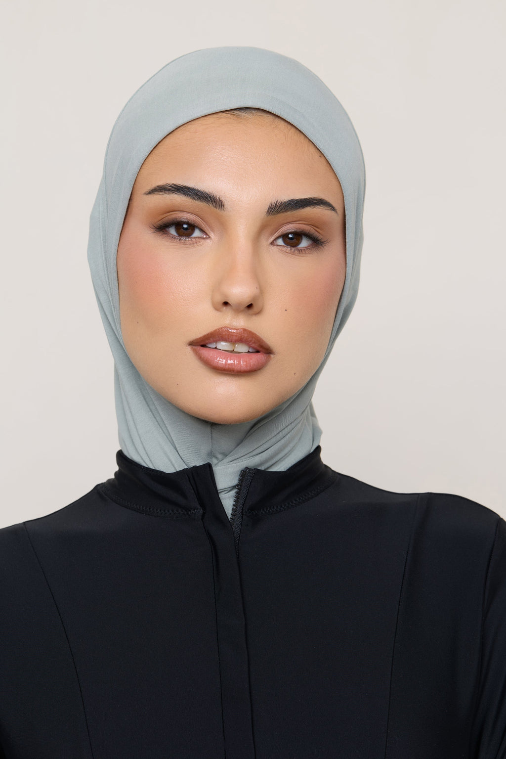 Amira Hijab Instantané en Jersey de Bambou - Sauge Hijabs Modeen
