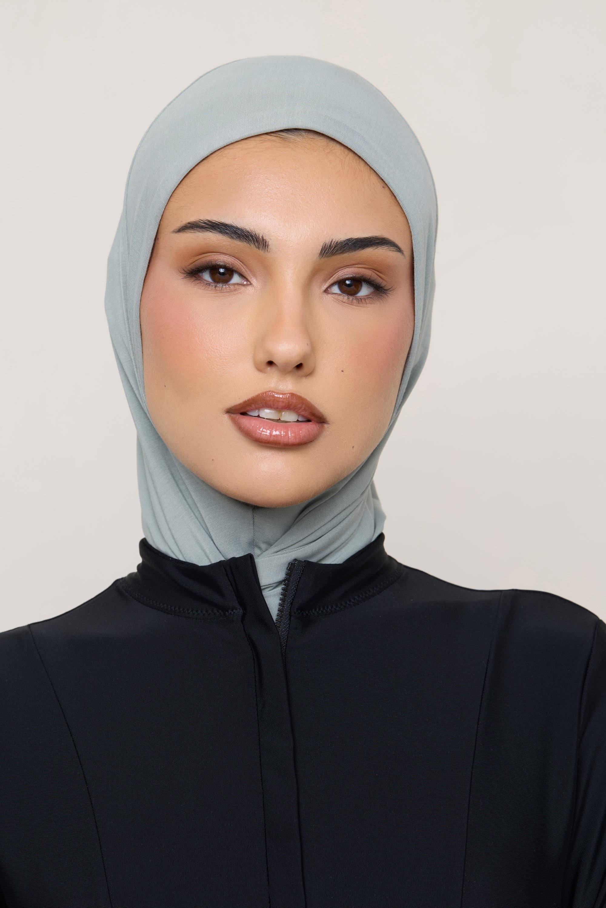 Amira Hijab Instantané en Jersey de Bambou - Sauge Hijabs Modeen
