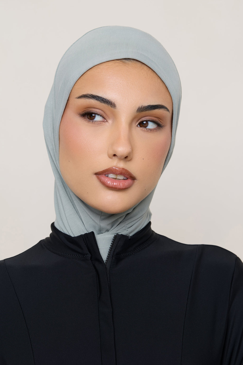 Amira Hijab Instantané en Jersey de Bambou - Sauge Hijabs Modeen