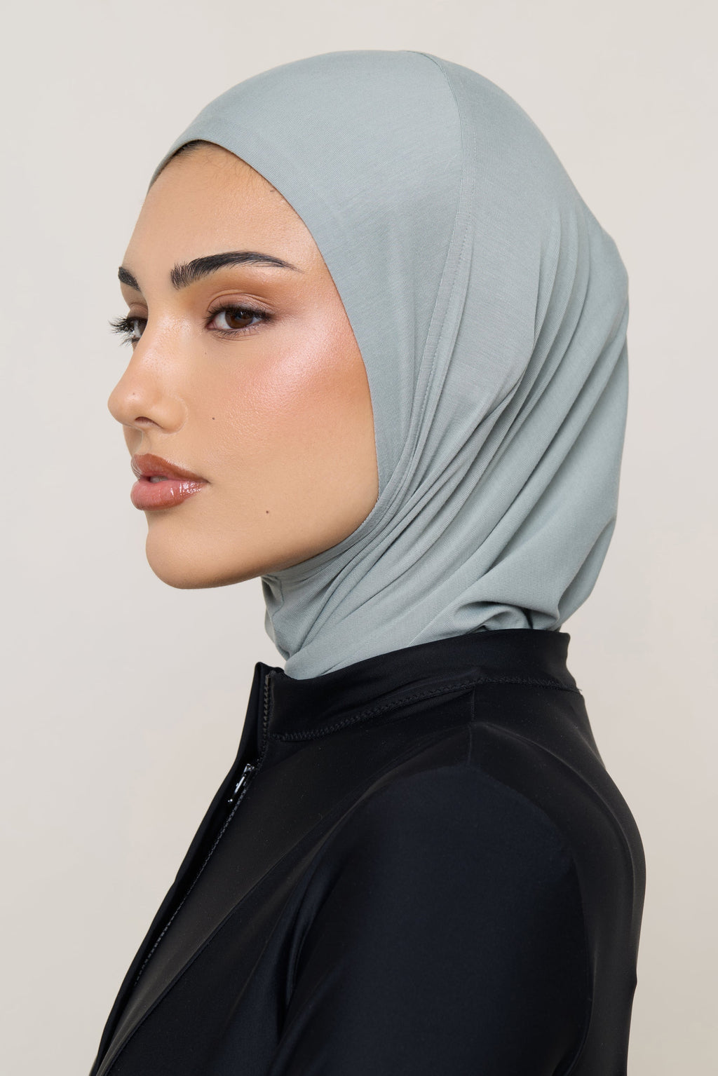 Amira Hijab Instantané en Jersey de Bambou - Sauge Hijabs Modeen