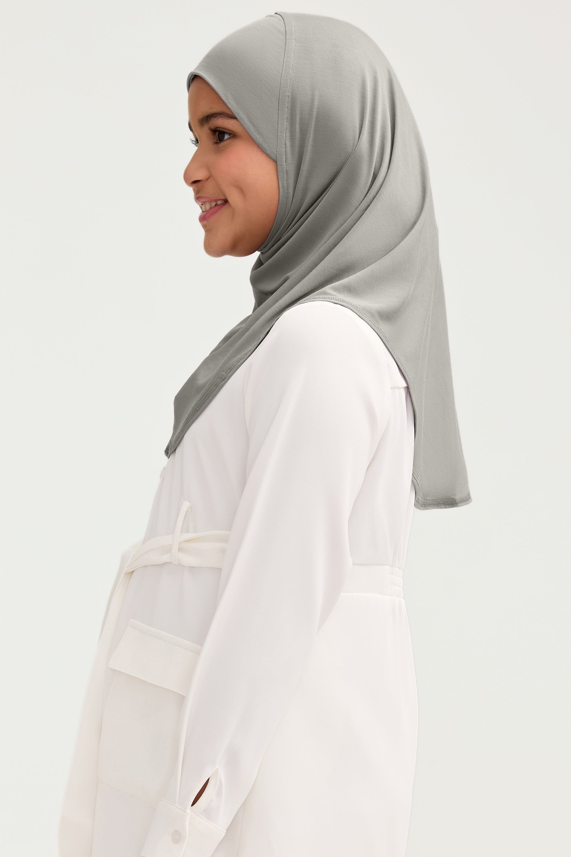 Amira Hijab Instantané en Jersey de Bambou - Sauge (Fille) Hijabs Modeen