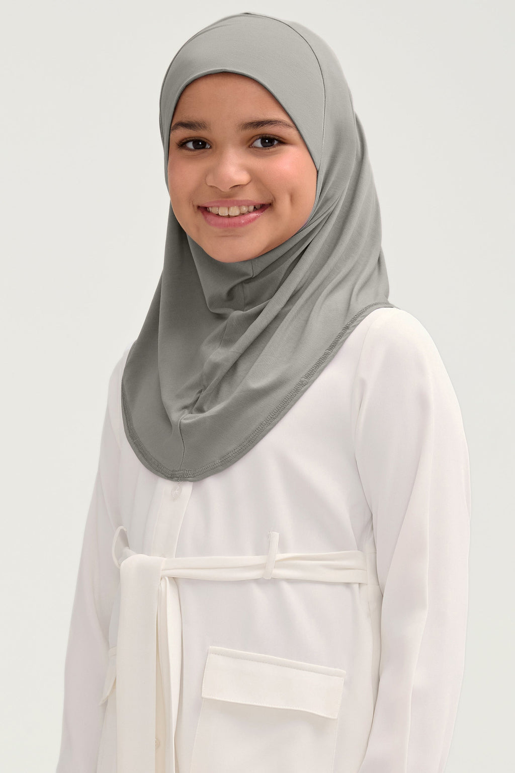 Amira Hijab Instantané en Jersey de Bambou - Sauge (Fille) Hijabs Modeen