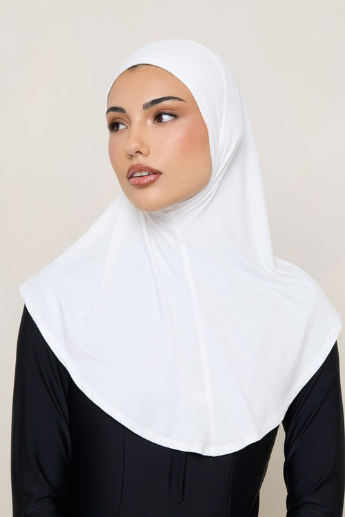 Amira Hijab Instantané en Jersey de Bambou - Blanc Hijabs Modeen