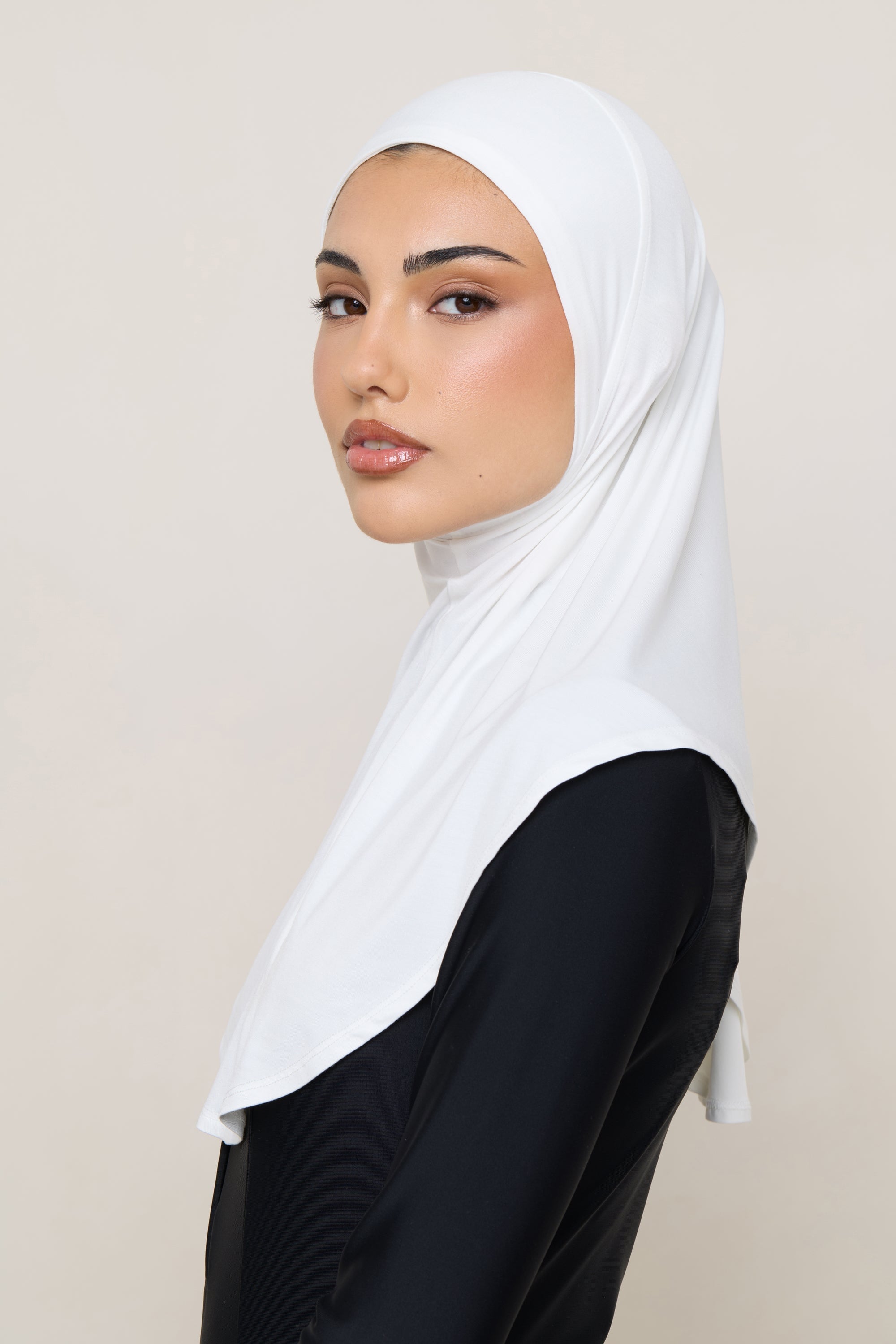 Amira Hijab Instantané en Jersey de Bambou - Blanc Hijabs Modeen