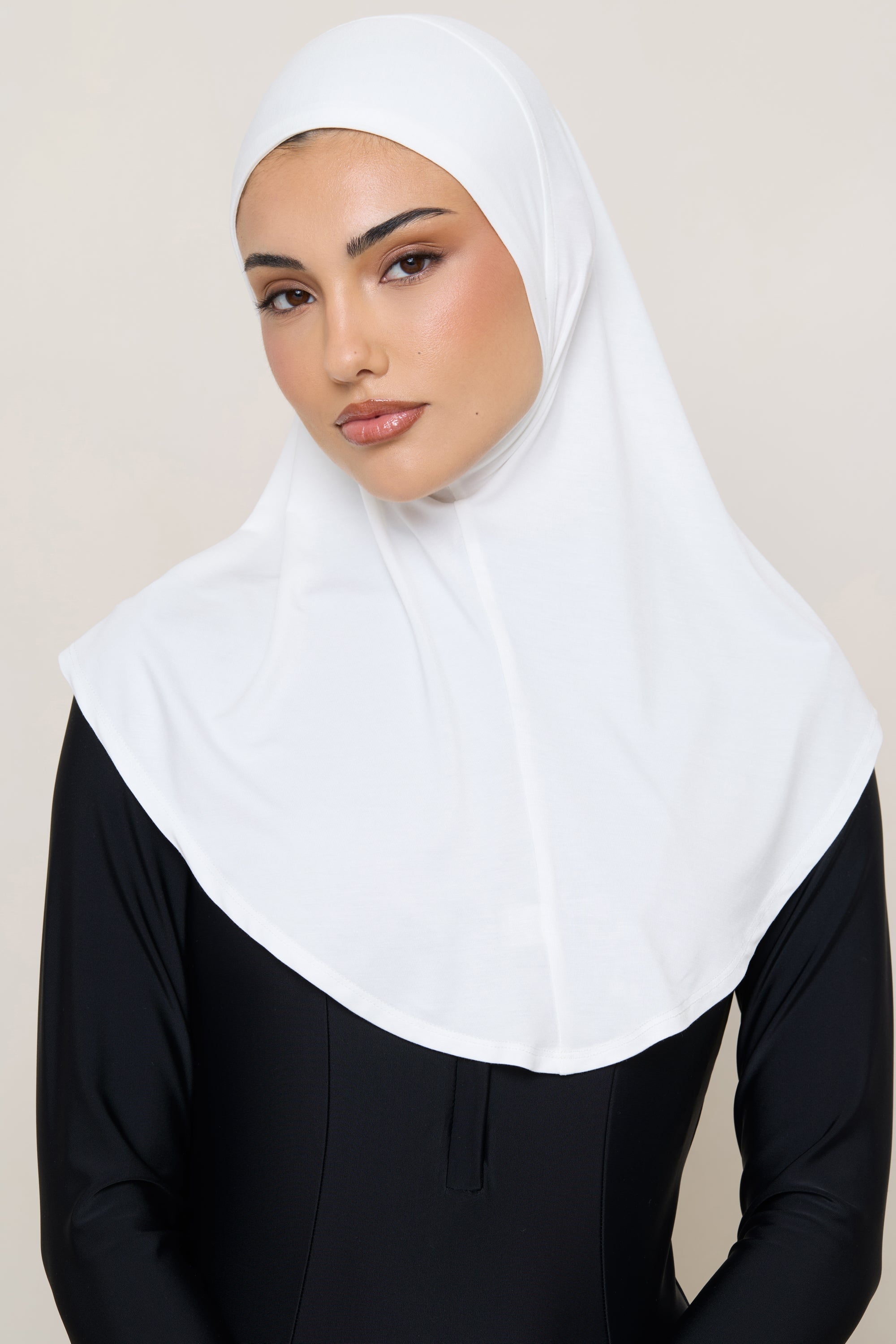 Amira Hijab Instantané en Jersey de Bambou - Blanc Hijabs Modeen