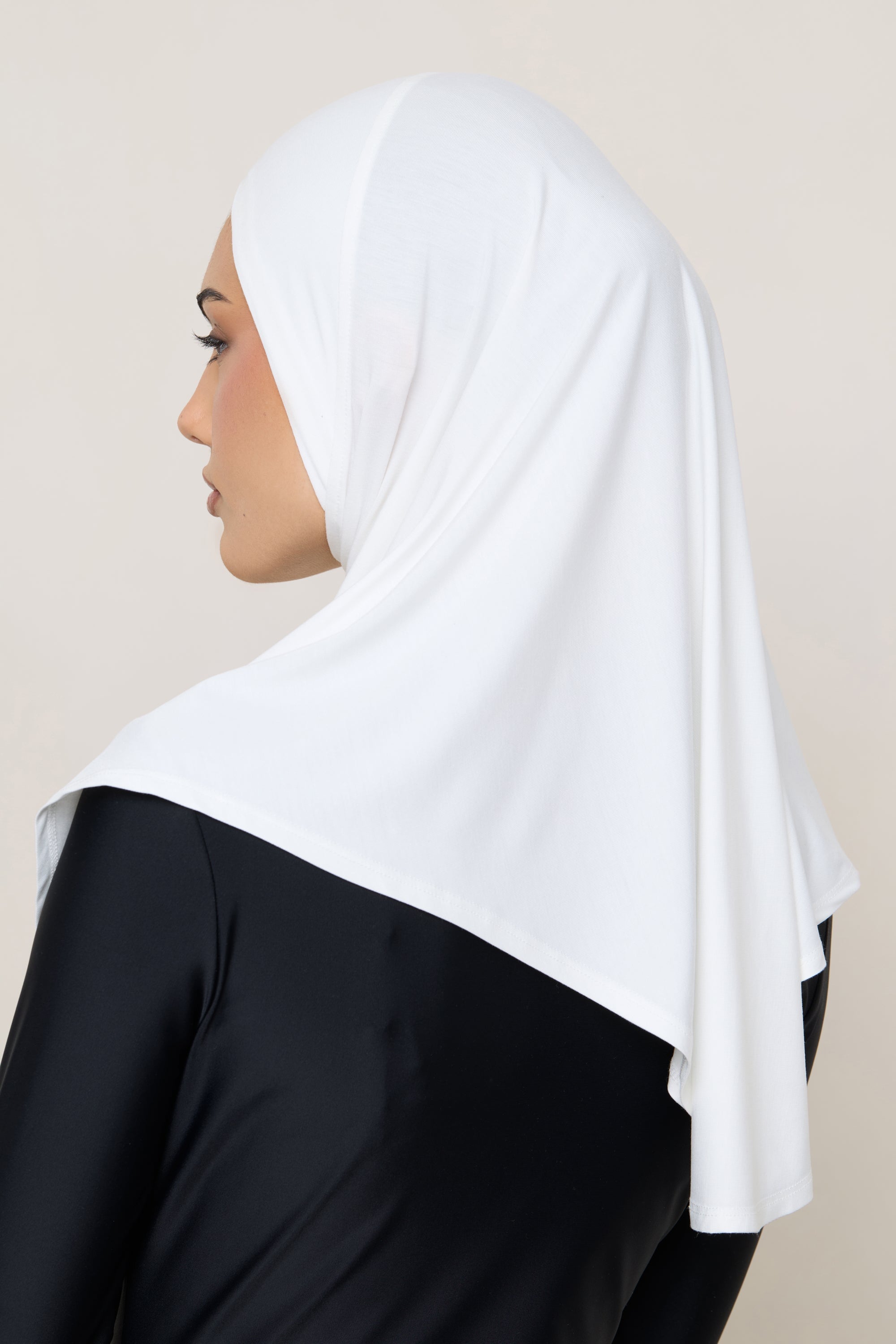 Amira Hijab Instantané en Jersey de Bambou - Blanc Hijabs Modeen