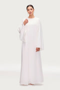 Arwa Abaya Ouverte à Manches Évasées - Blanc Abayas Modeen