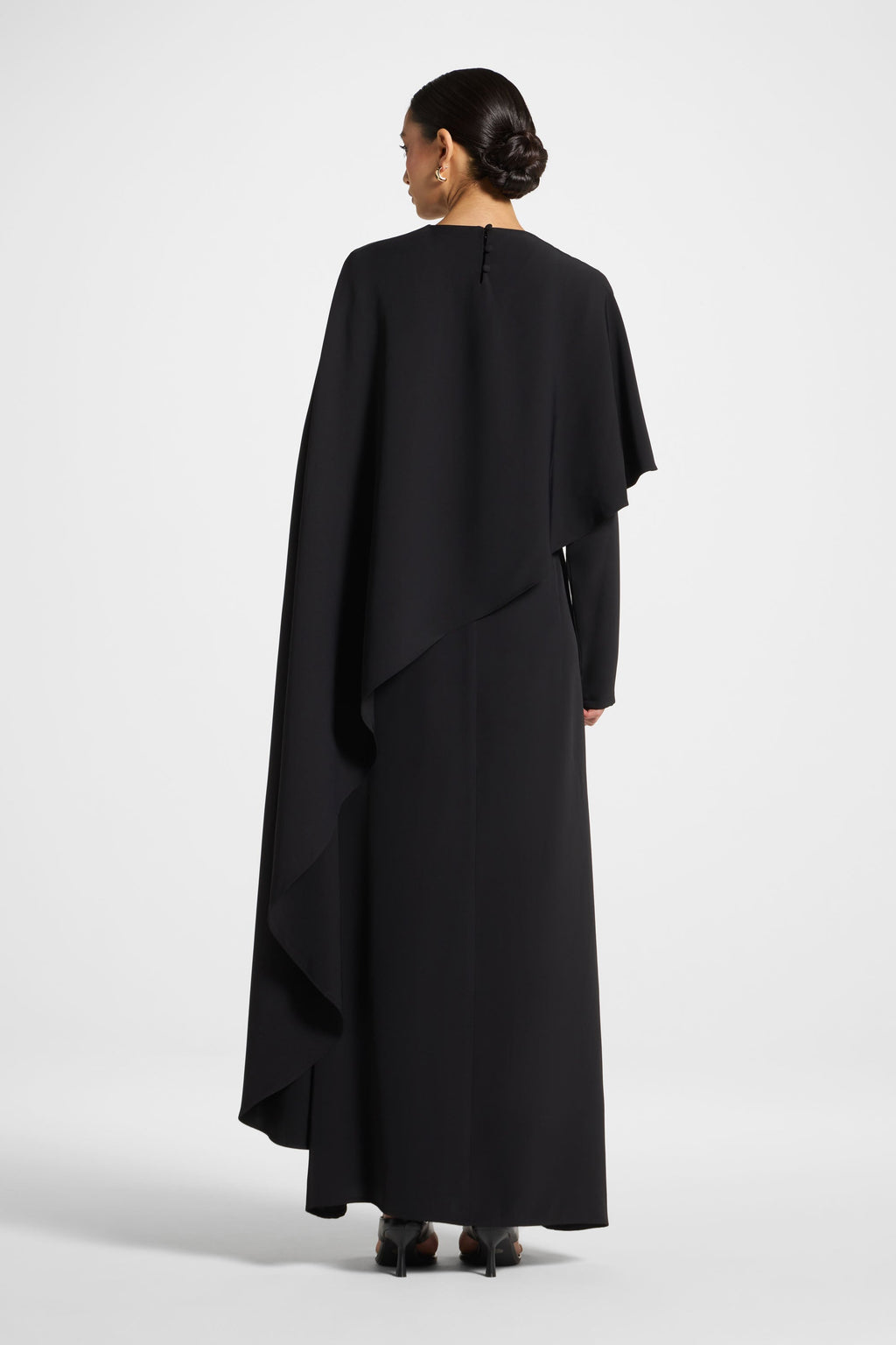 Robe Longue Asymétrique à Cape - Noir Abayas Modeen