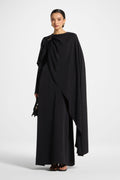 Robe Longue Asymétrique à Cape - Noir Abayas Modeen