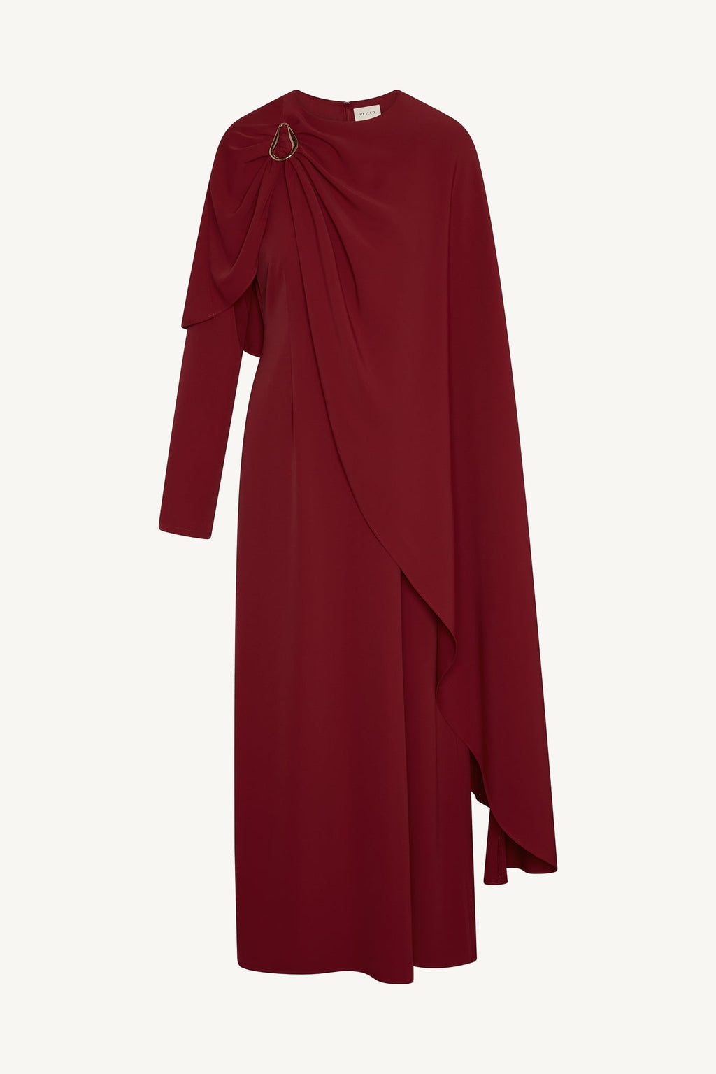 Robe Longue Asymétrique à Cape - Cerise Abayas Modeen