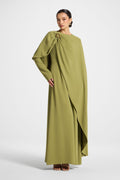 Robe Longue Asymétrique à Cape - Fougère Abayas Modeen