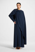 Robe Longue Asymétrique à Cape - Minuit Abayas Modeen