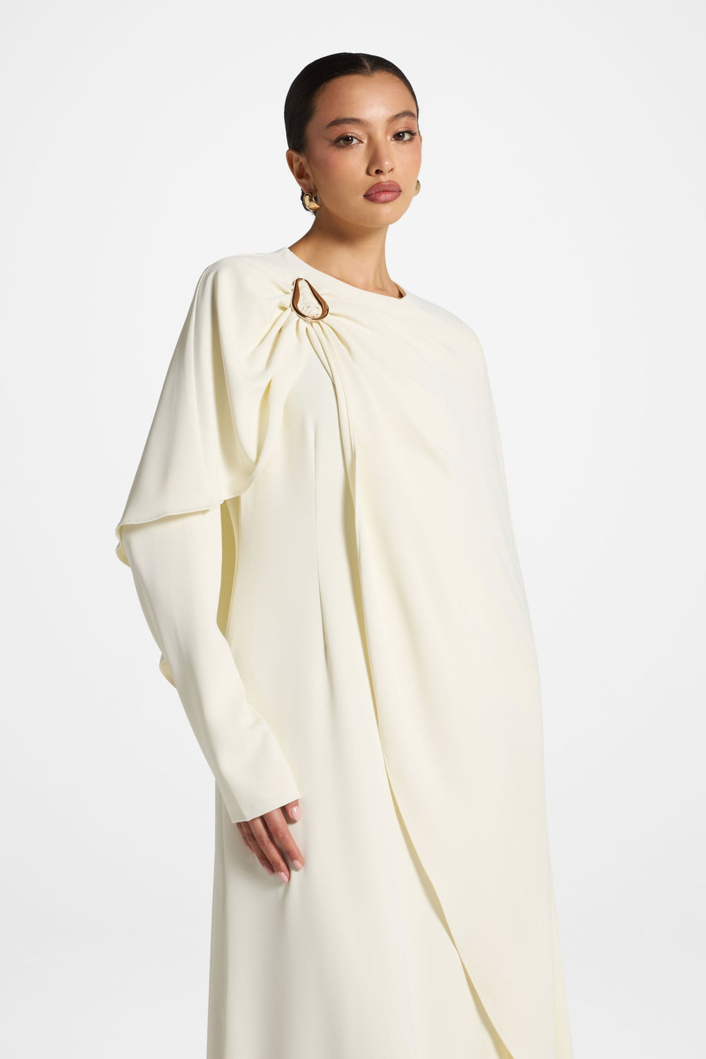 Robe Longue Asymétrique à Cape - Clair de Lune Abayas Modeen