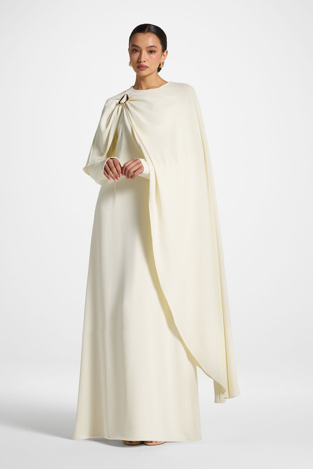 Robe Longue Asymétrique à Cape - Clair de Lune Abayas Modeen