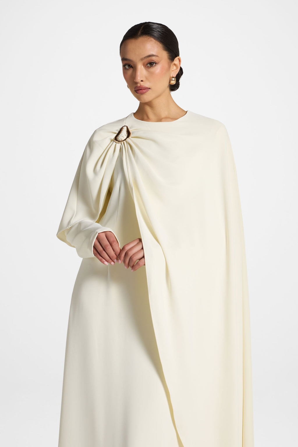 Robe Longue Asymétrique à Cape - Clair de Lune Abayas Modeen