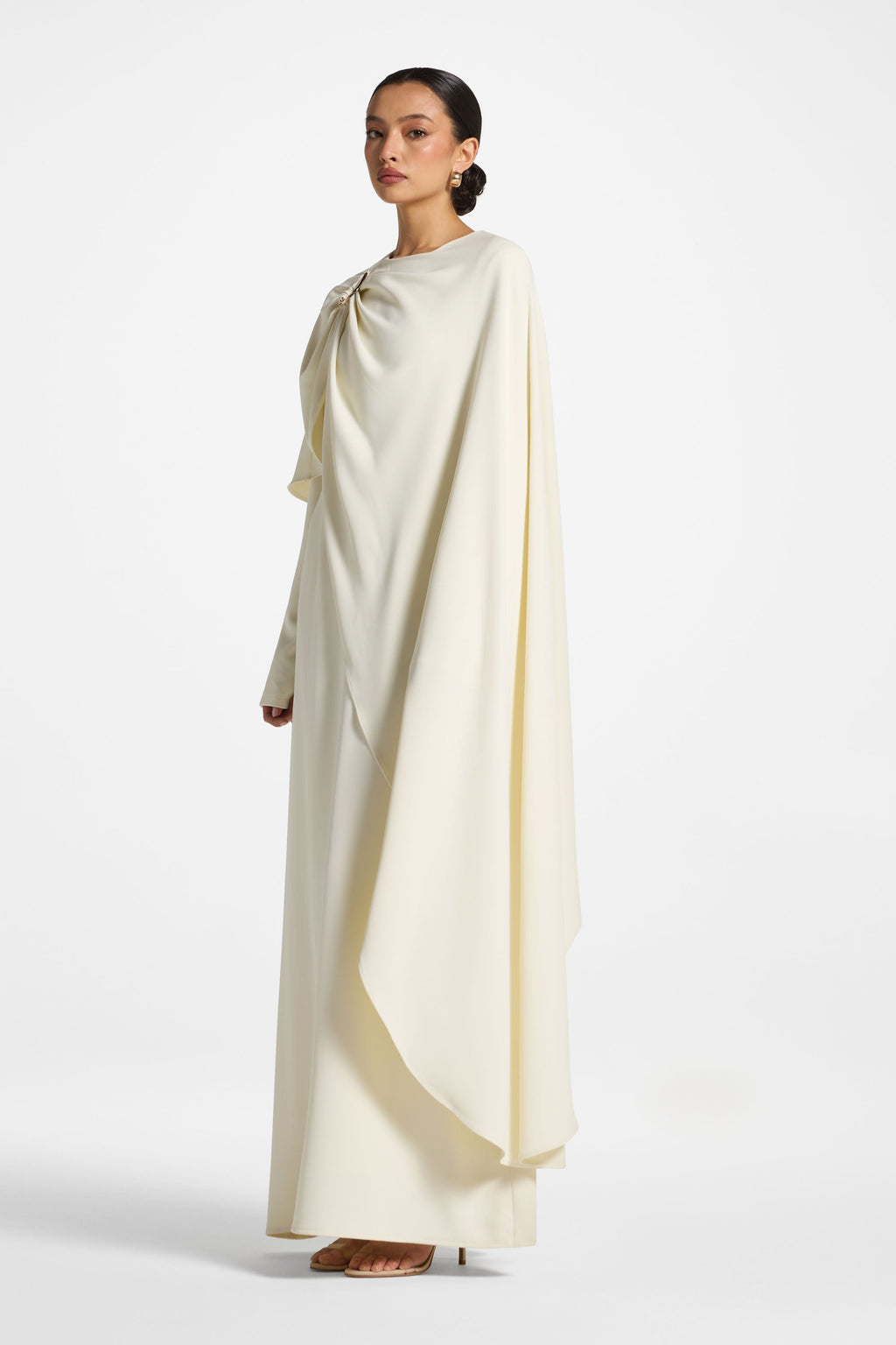 Robe Longue Asymétrique à Cape - Clair de Lune Abayas Modeen