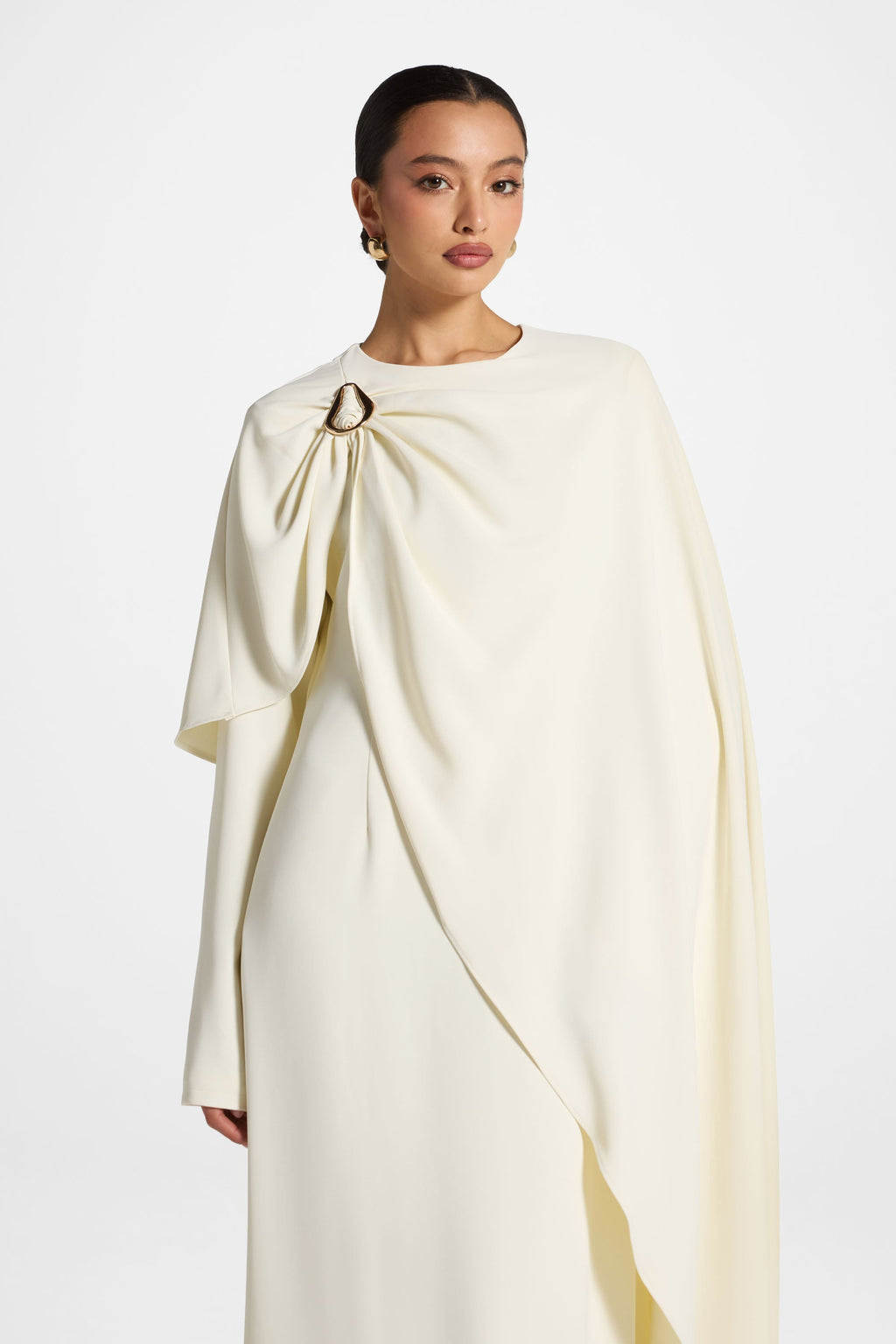 Robe Longue Asymétrique à Cape - Clair de Lune Abayas Modeen