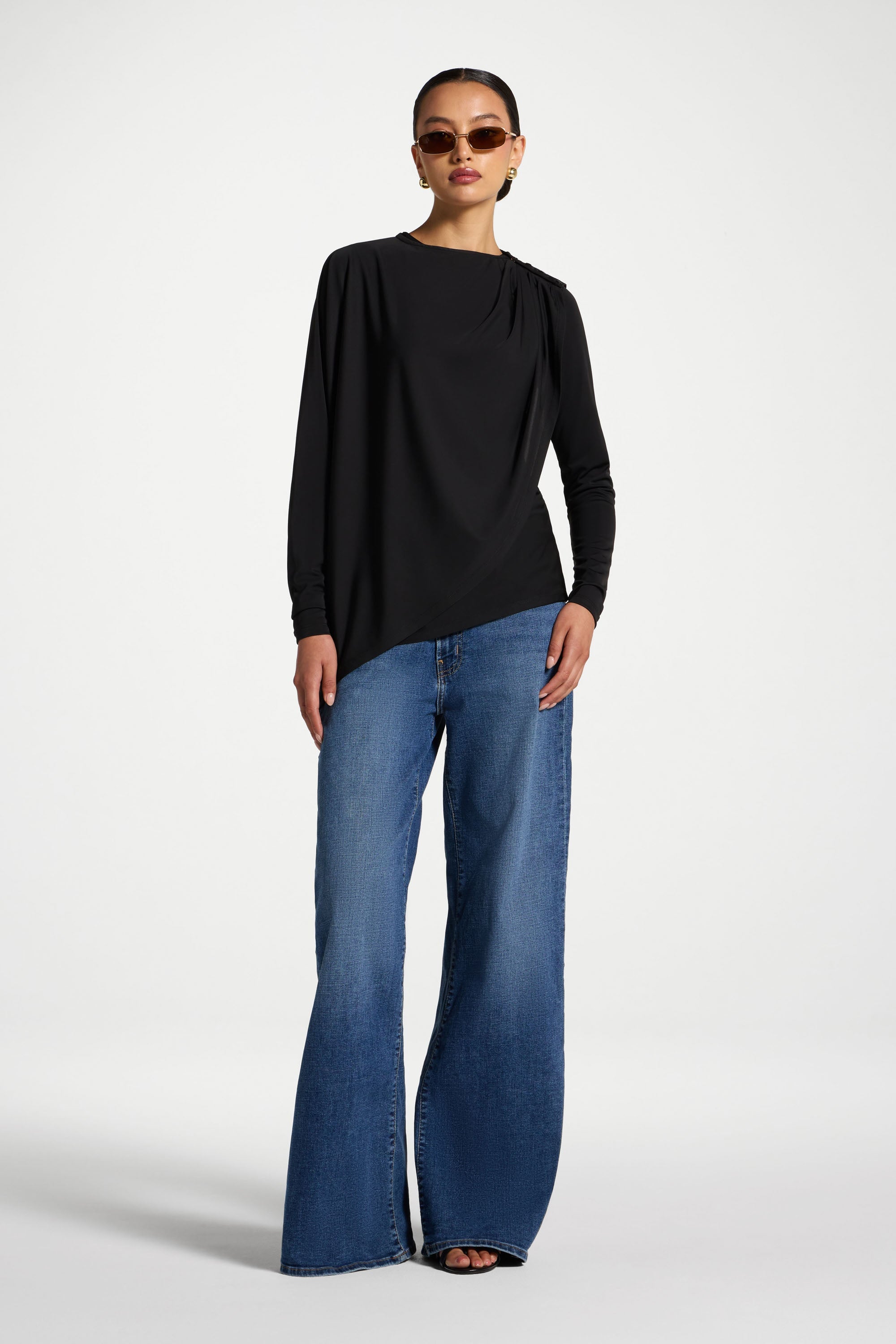Ensemble Haut & Cape Asymétrique - Noir Abayas Modeen