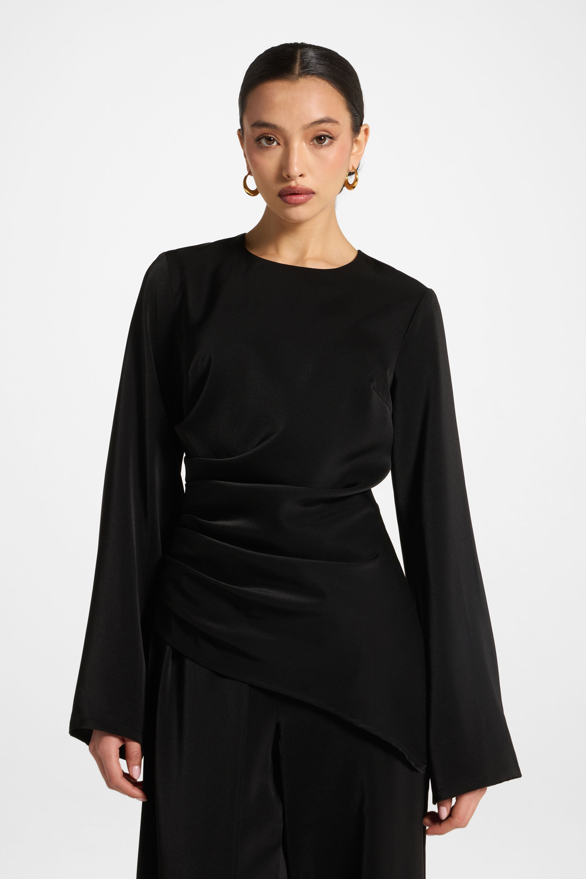 Haut Drapé Asymétrique - Noir Abayas Modeen